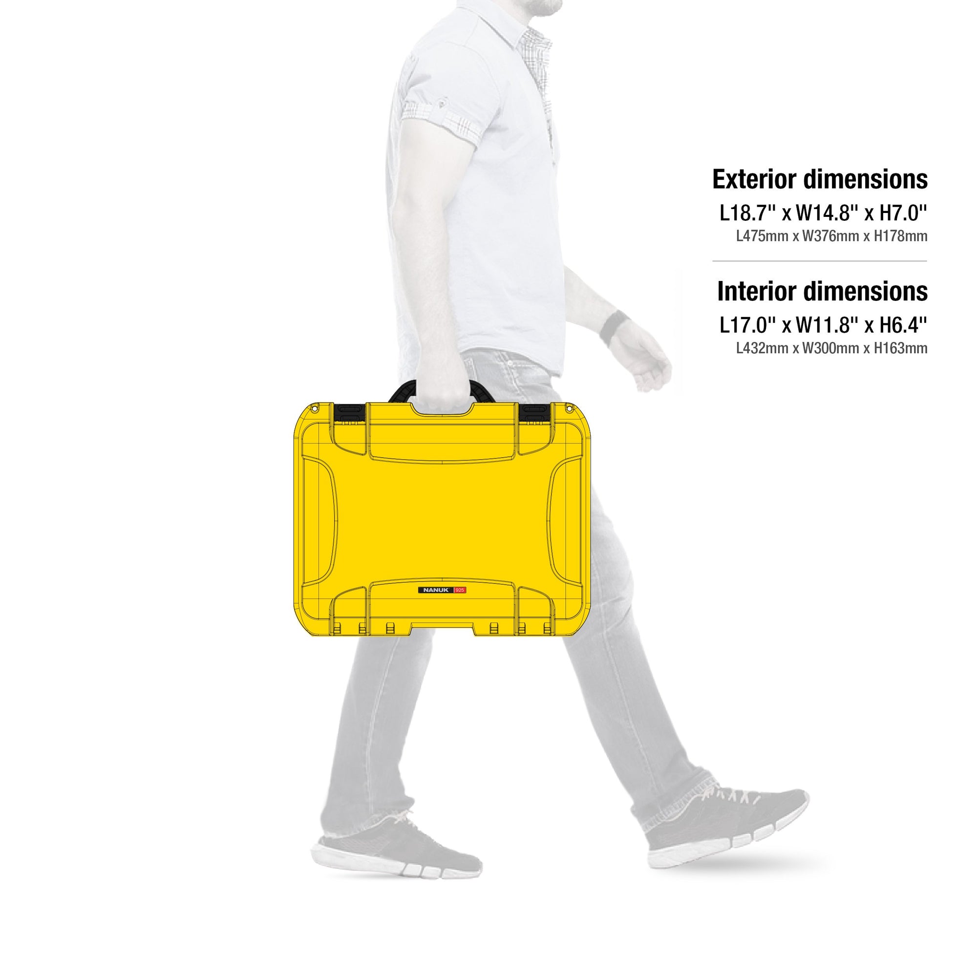 Waterproof Nanuk 925 Hard Case with Padded Dividers - Yellow
