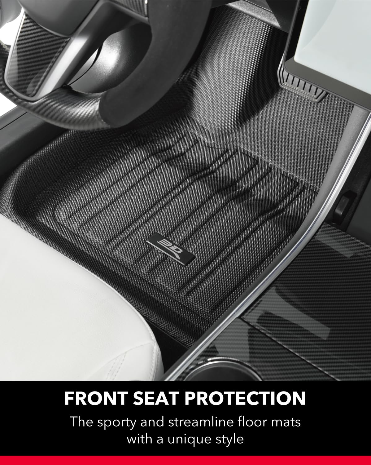 Custom Fit 3D MAXpider Elitect Floor Mat (Black) Compatible with Tesla Model 3 Highland 2024-2026 - Full Set