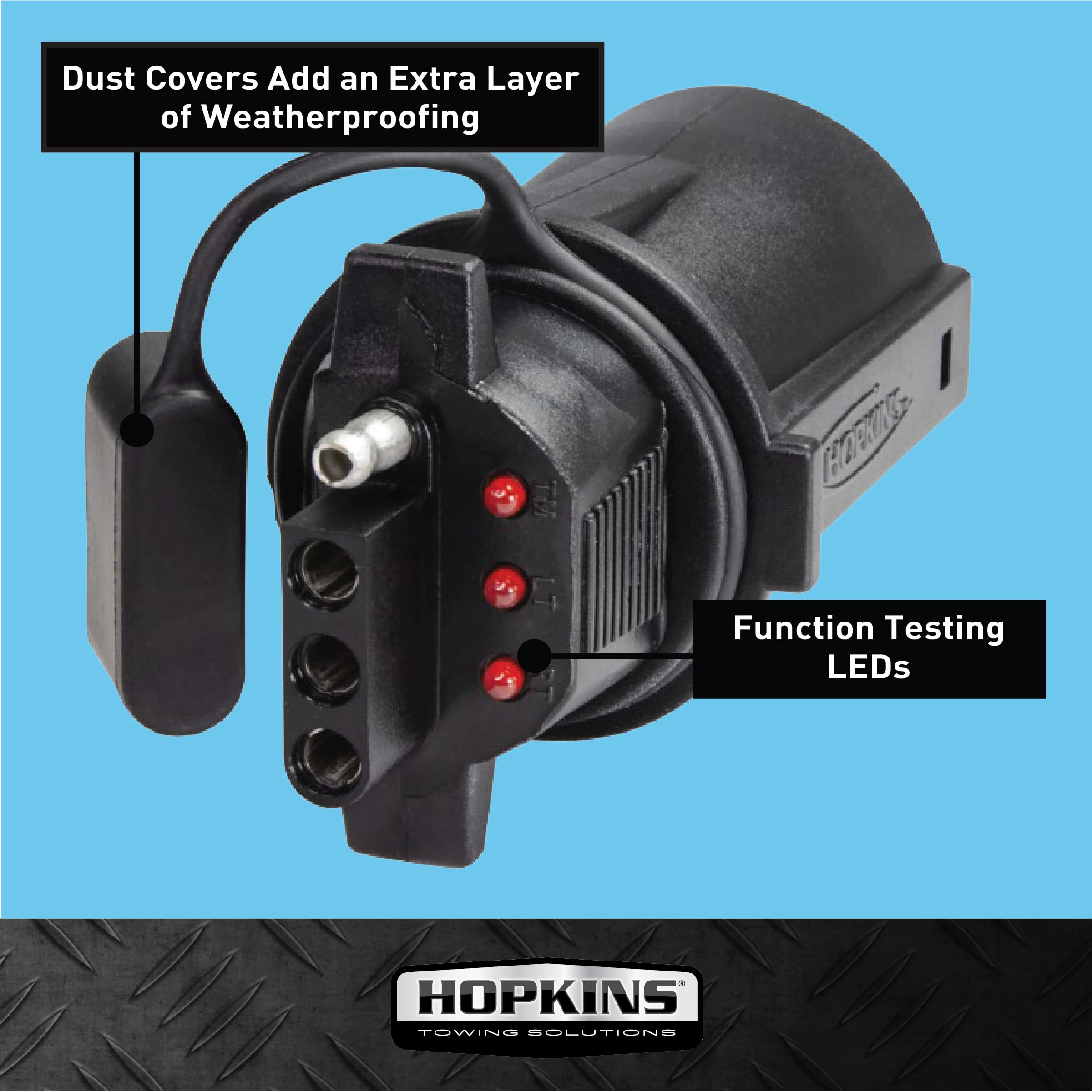 Hopkins Towing Solutions 47345 4 Wire Flat to 7 Blade Vehicle Trailer Connector Adapter Plug, Universal Fit for Vehicles with 7 Blade Adapters