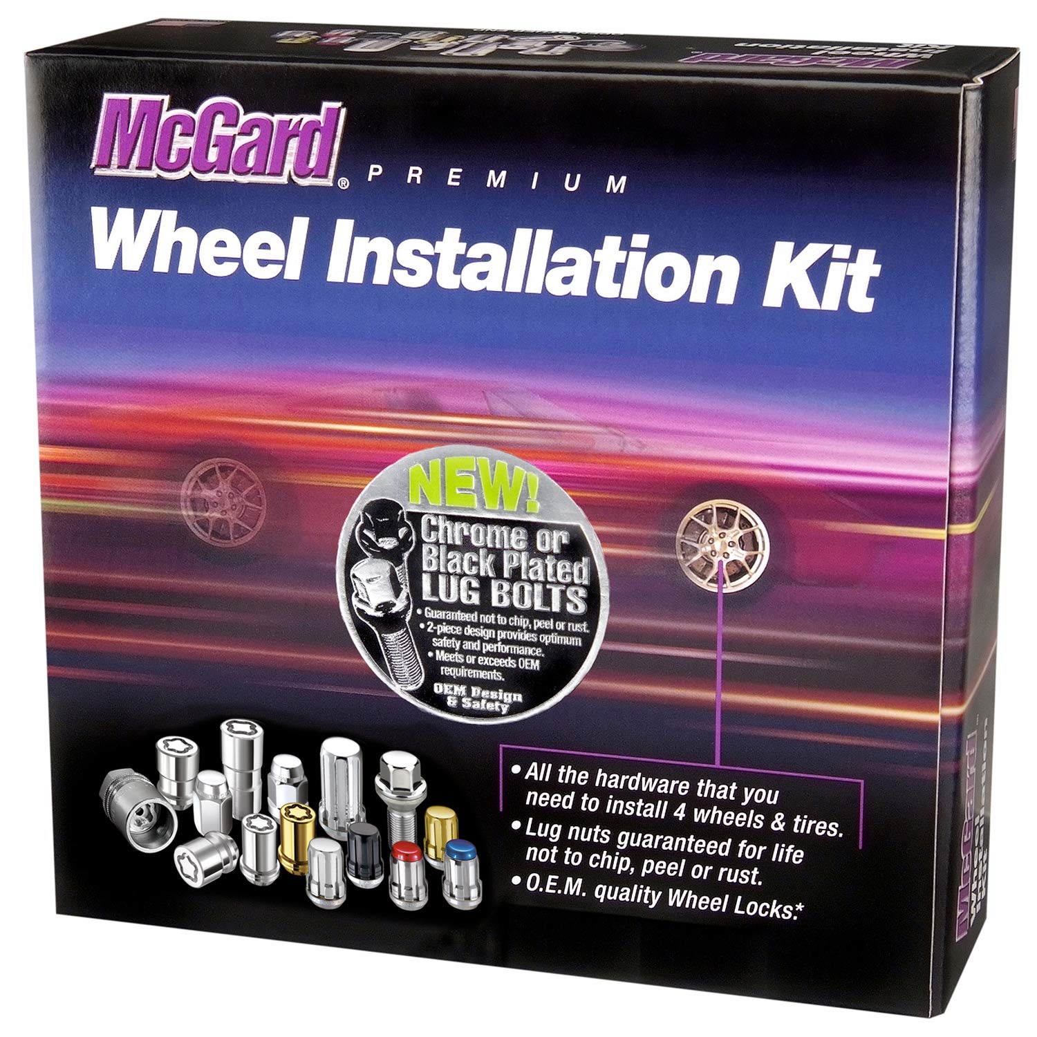 McGard Chrome M12 x 1.25 Thread Size Cone Seat Lug Bolt Wheel Installation Kit for 5 Lug Vehicles