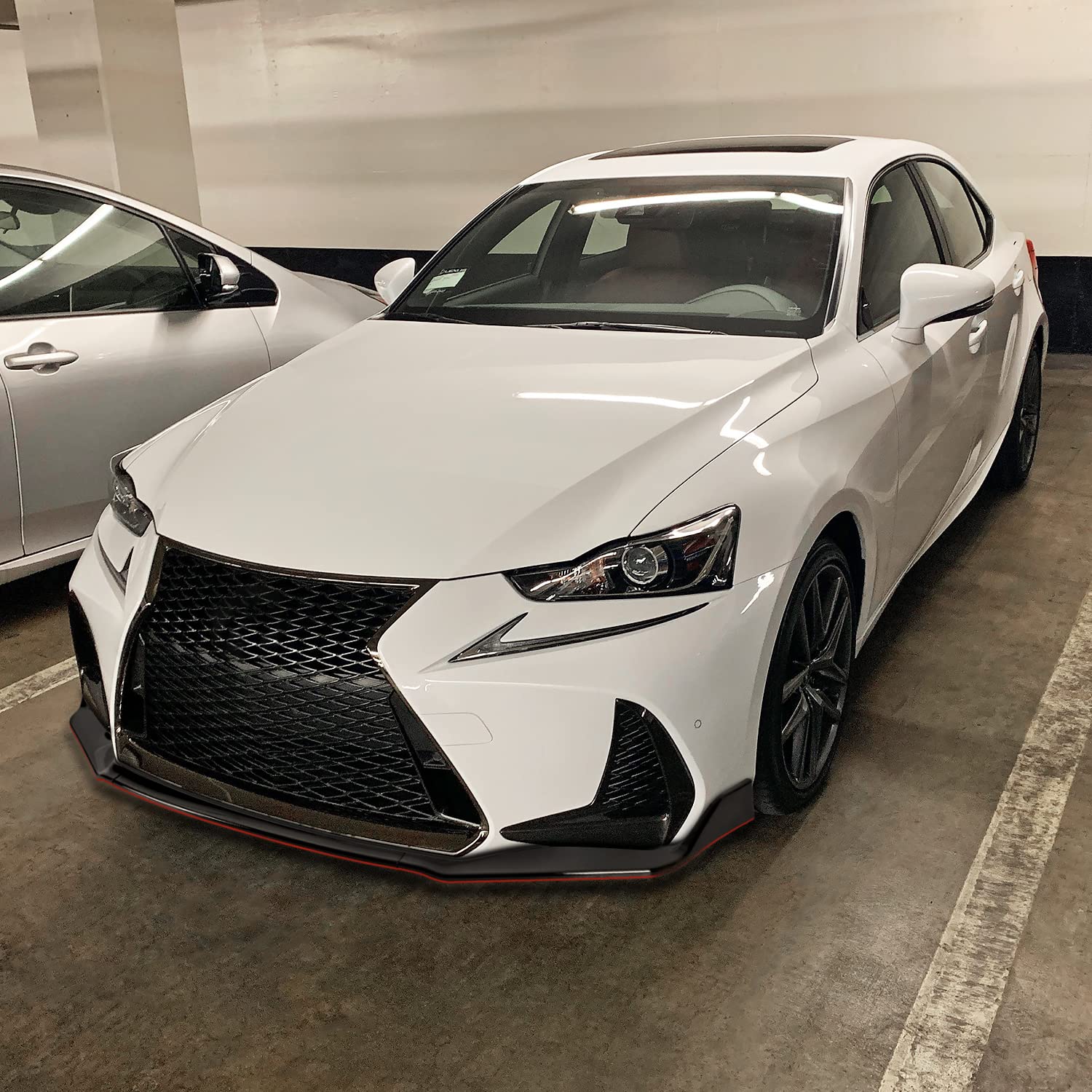 Glossy Black Red Trim Spec-D Tuning Front Bumper Lip Splitter 3PC Compatible with Lexus IS350 IS200T 2017-2020