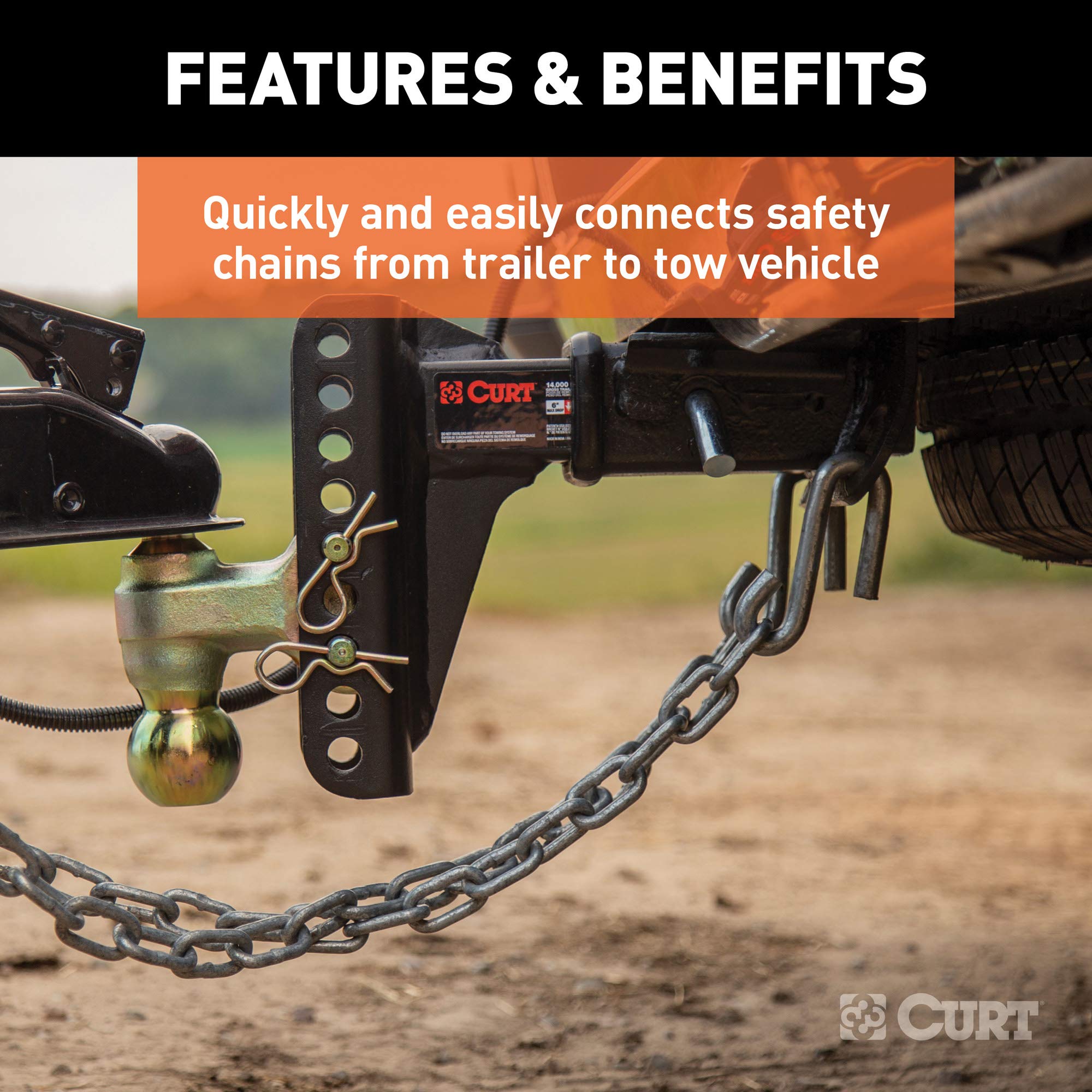 CURT 7/16-Inch Certified Trailer Safety Chain S-Hook, 5,000 lbs