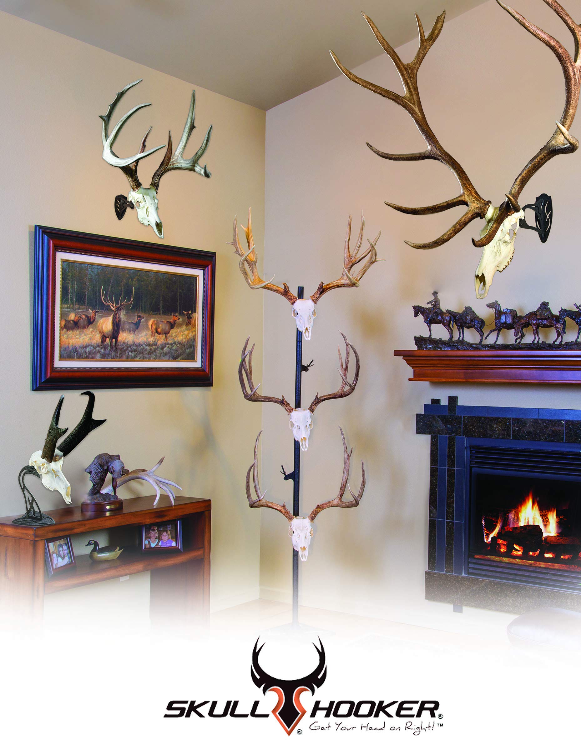 Skull Hooker Trophy Mount Table Hooker Powder Coated Steel - Perfect Kit for Table Display of Taxidermy Deer Antlers and Other Skulls, Robust Brown/Realtree Edition