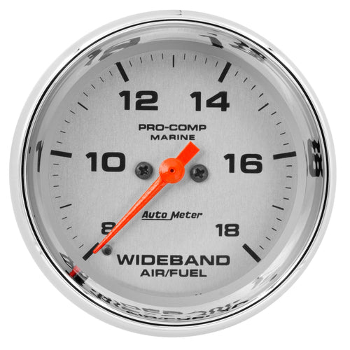 Gauge, AutoMeter 200870-35 Air/Fuel Ratio-Wideband, Analog, 2 5/8", 8:1-18:1, Stpr Mtr, Marine Chrme