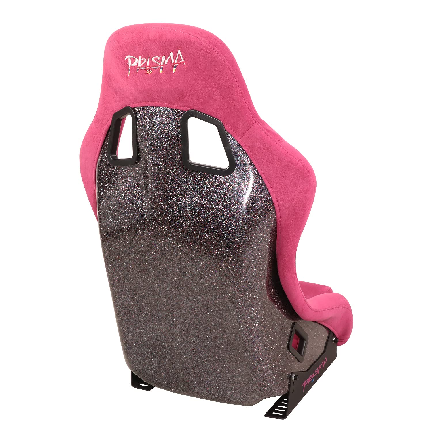 NRG Innovations Universal Fixed Back NRG-FRP-303FH-PRISMA Bucket Racing Seat for 5-Point Harnesses, Size M, Fushia Alcantara Material, 22" W X 34" H X 16" D