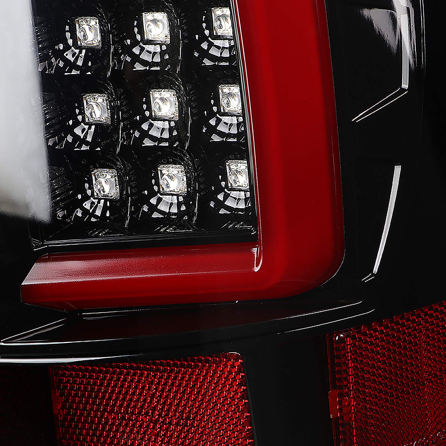 Jet Black LED Bar Tail Lights SPEC-D TUNING Compatible with 2002-2006 Dodge Ram 1500/2500/3500, Left + Right Pair Assembly
