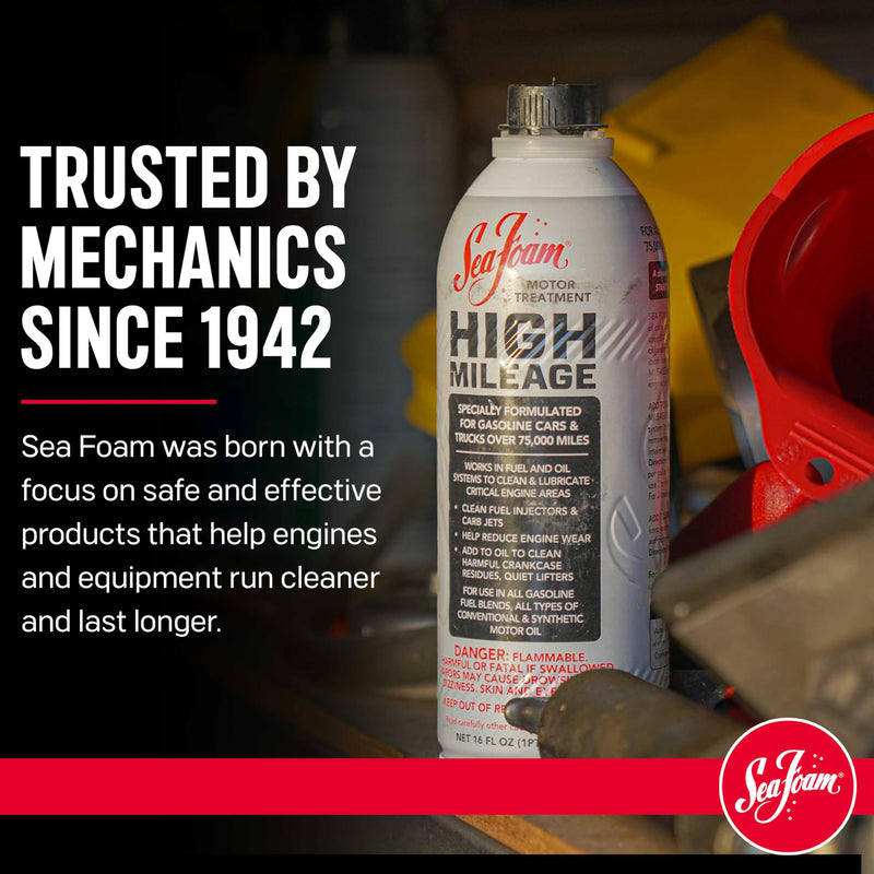 High Mileage Sea Foam Motor Treatment Gas & Oil Additive, HM16, 16 oz