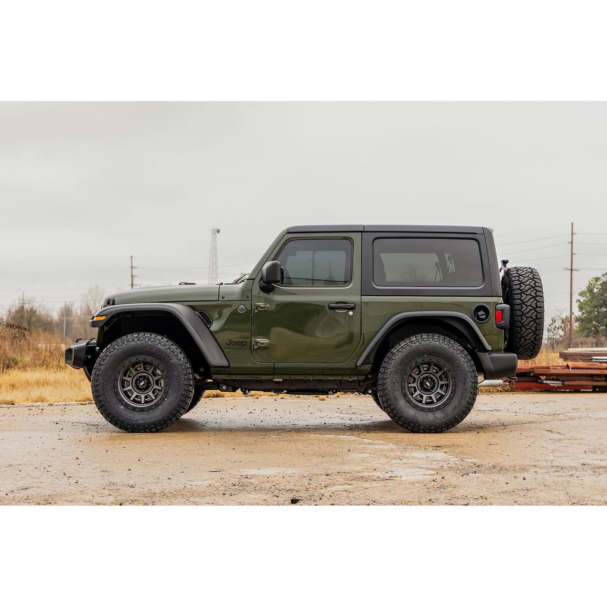 3.5 Inch Rough Country Lift Kit with N3 Shock Absorbers for Jeep Wrangler Rubicon JL 2-Door (2024-2025) - Includes Front & Rear Shocks, Control Arm Drop Brackets, Front Driveshaft, Lifted Coil Springs