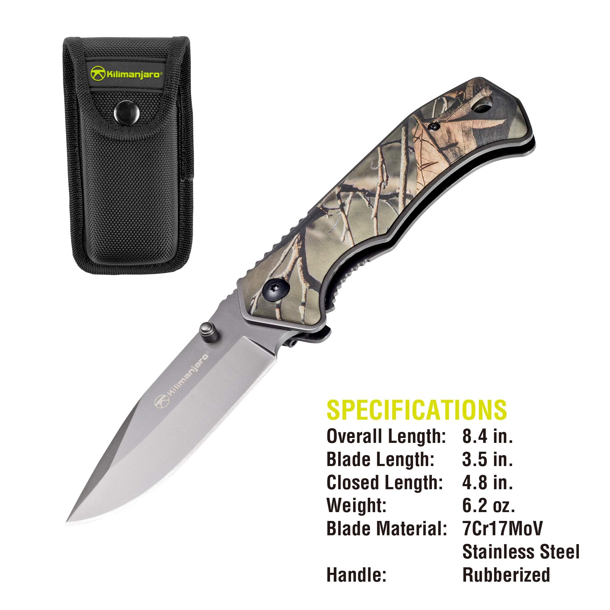 Victus Kilimanjaro Folding Knife, Drop Point Titanium Nitride Coated Blade, Camo, One Size