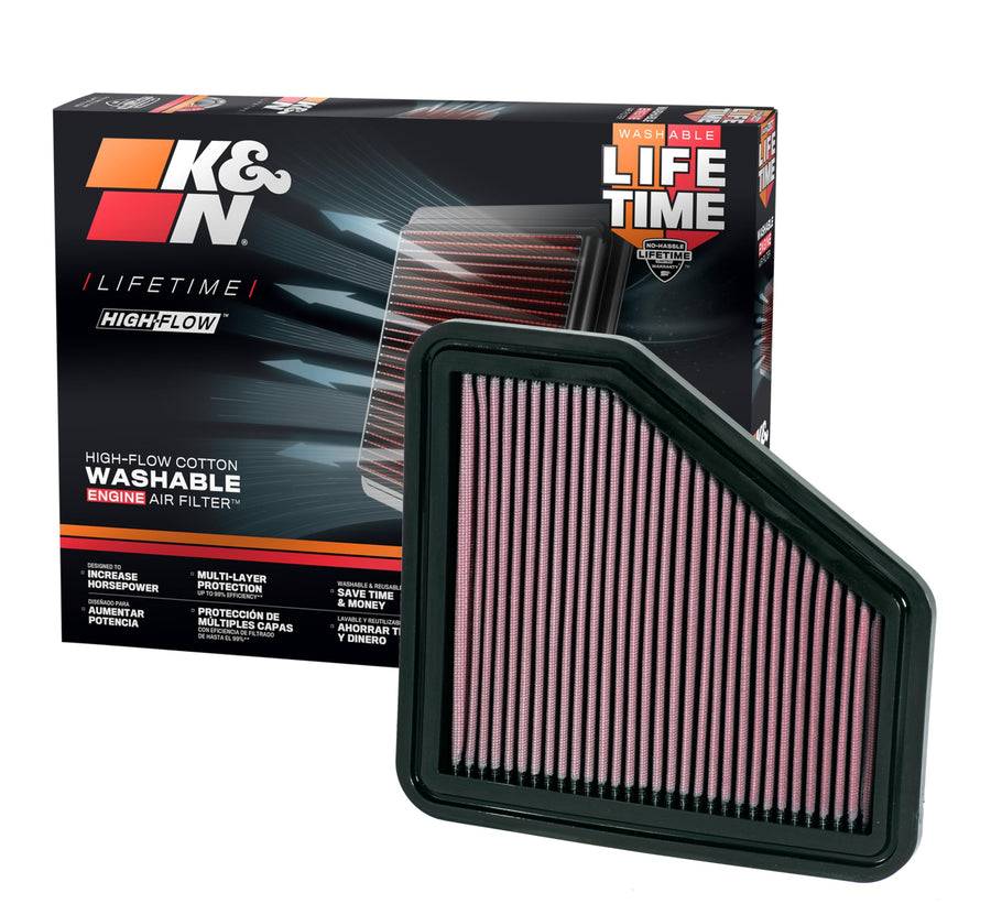 K&N High-Flow Original Engine Air Filter: Increase Power: Premium, Washable: Compatible with Lexus/Pontiac/Scion/Toyota: ES350, Vibe, TC, xB, Avalon, Corolla, Camry, Maxtrix, Venza, 33-2326