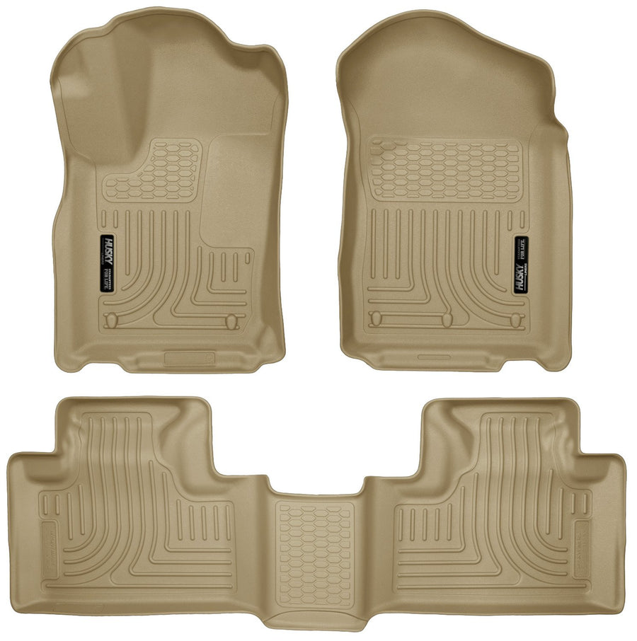 Husky Liners Floor Mats Weatherbeater | Fits 2011-2015 Dodge Durango & Jeep Grand Cherokee | Front & 2nd Row, 3-pc Tan - 99053