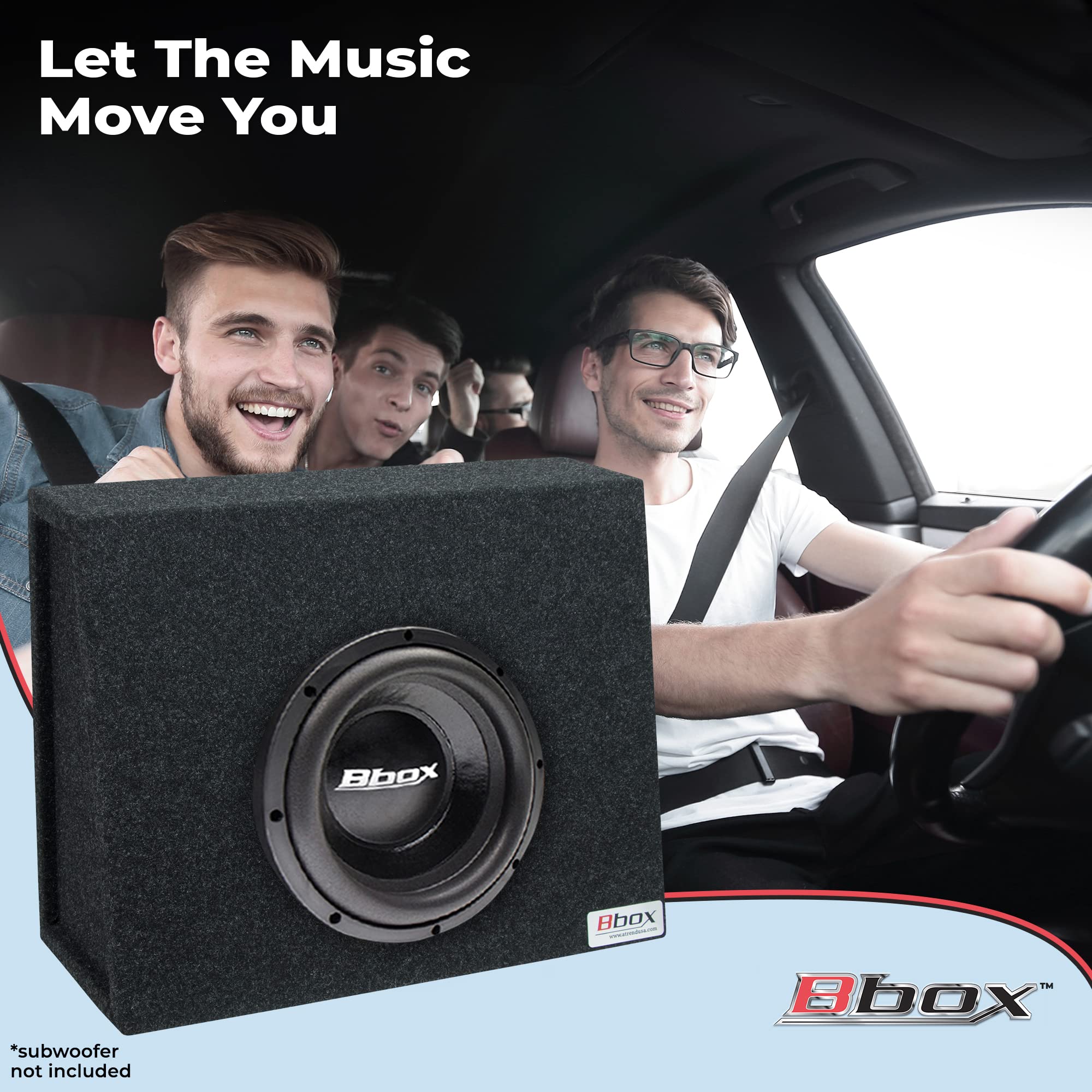 Single Bbox Sealed 10 Inch Wedge Shaped Subwoofer Enclosure - Car Subwoofer Boxes & Enclosures - Premium Subwoofer Box Improves Audio Quality, Sound & Bass - Red & Black Spring Terminals,charcoal