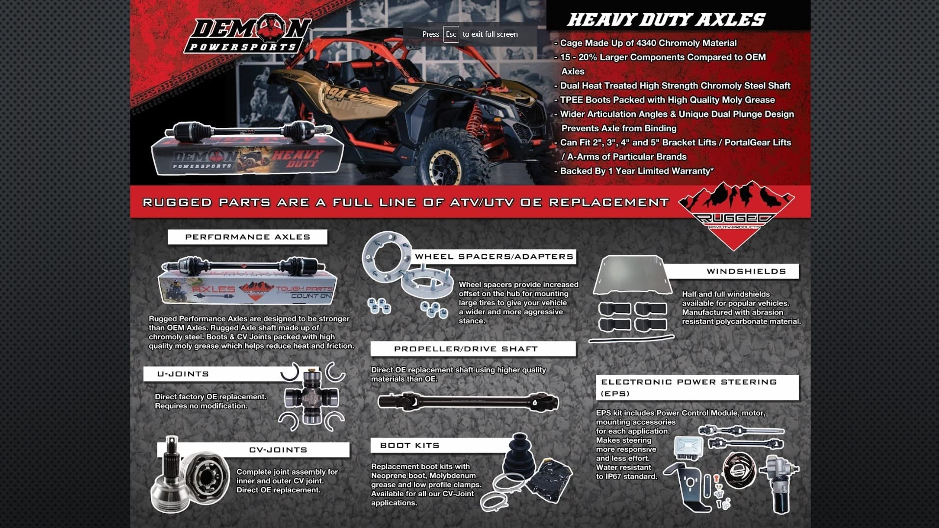 3 Inch Demon Powersports Bracket Lift Kit (2018-22) Polaris Ranger 1000, Increases Ground Clearance & Larger Space Between Tires & Fenders to Be Mounted, Powder Coated for Protection, Easy to Install