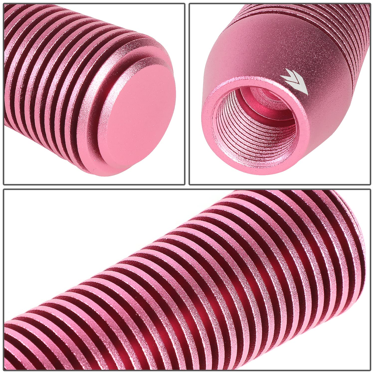 NRG Innovations Universal Aluminum SK-700PK Shift Knob with Thread Adapters, Heatsink Style Short Curvy Cylinder Lever,Pink