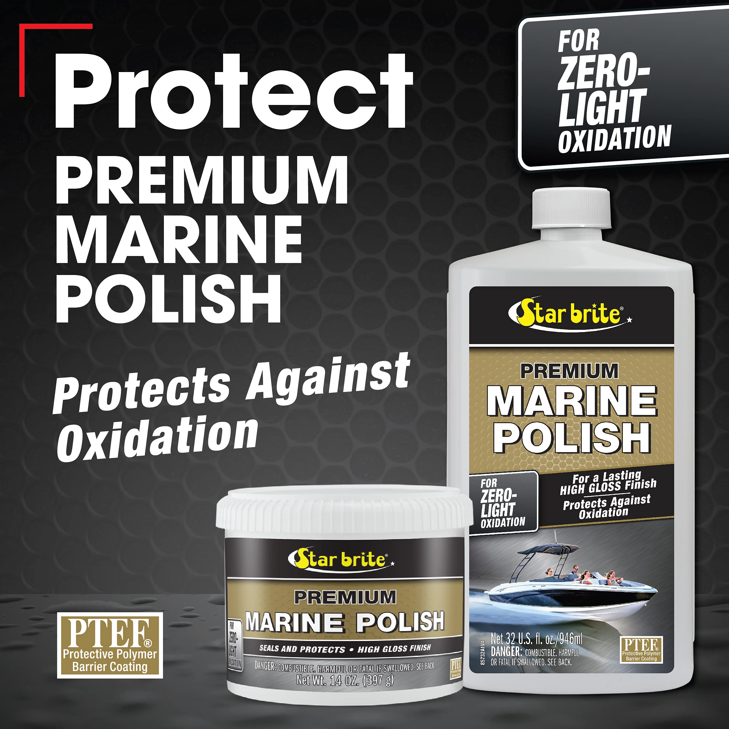 Premium Marine Polish STAR BRITE - Seals & Protects Gel Coat with a High Gloss Finish - 16 OZ (085716PW)