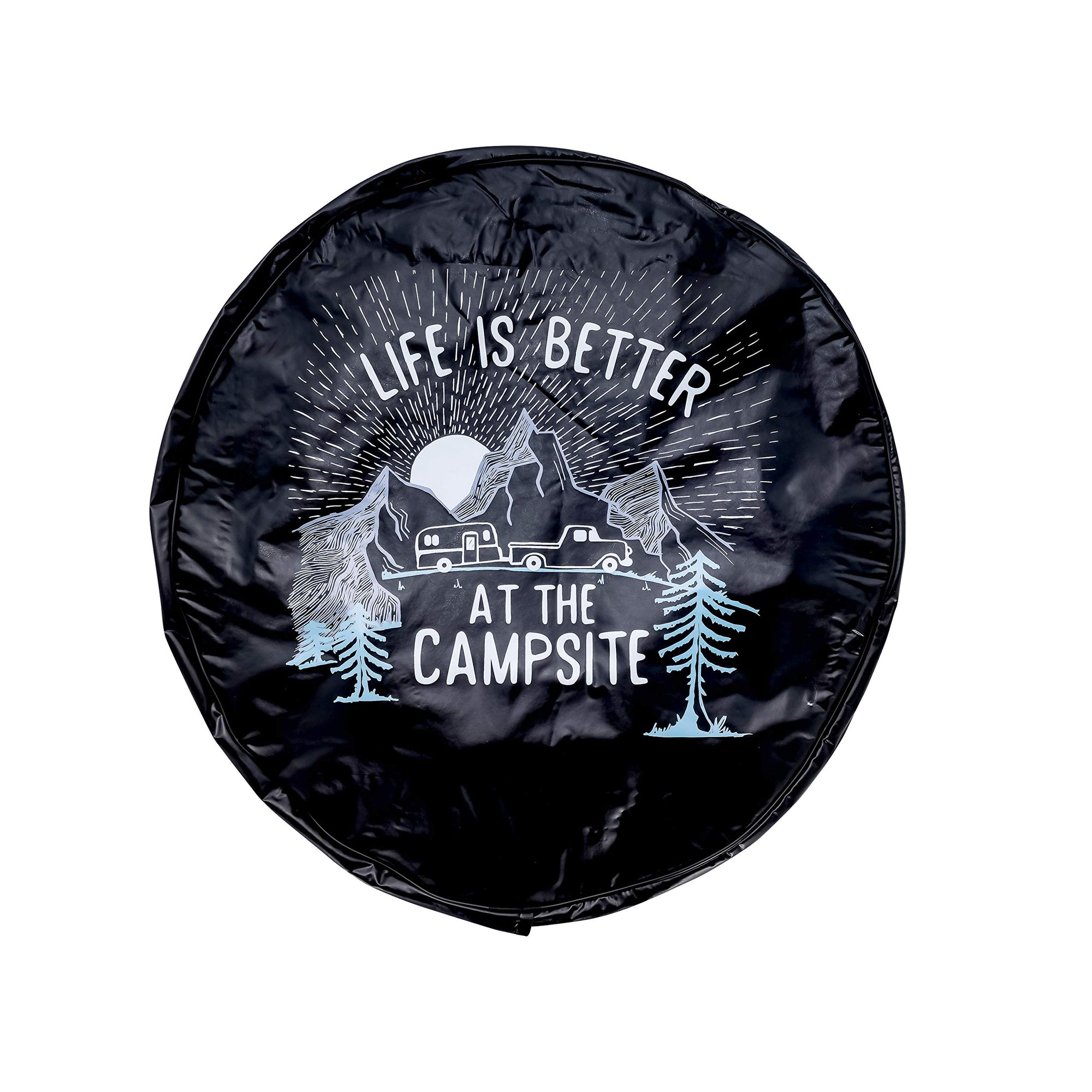 29' Camco Life is Better at Campsite Vinyl Cover with Elastic Hem-Durable Design Keeps Dirt, Rain, and Sun Away from Your Spare Tire (53291)