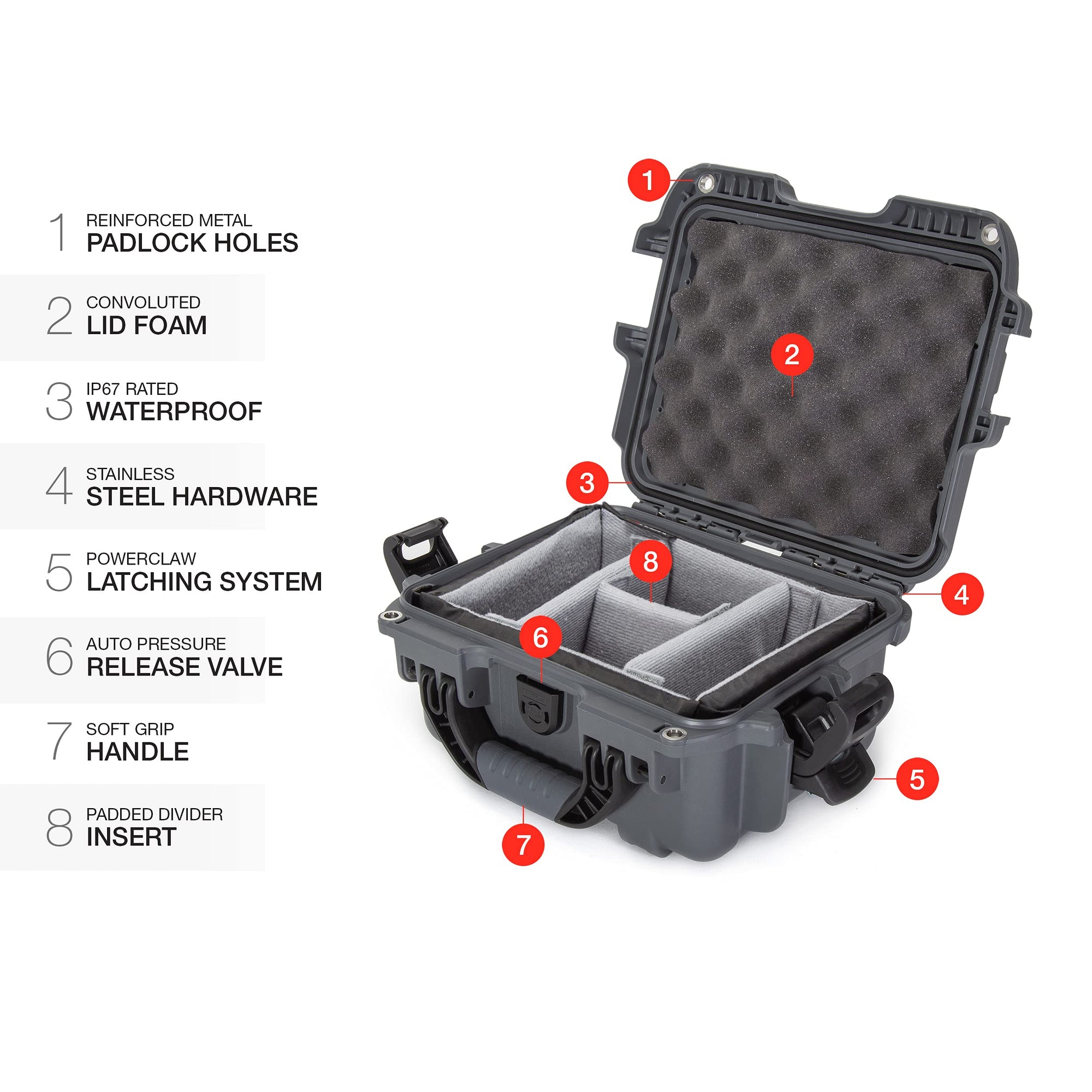 Waterproof Nanuk 905 Hard Case with Padded Dividers - Graphite