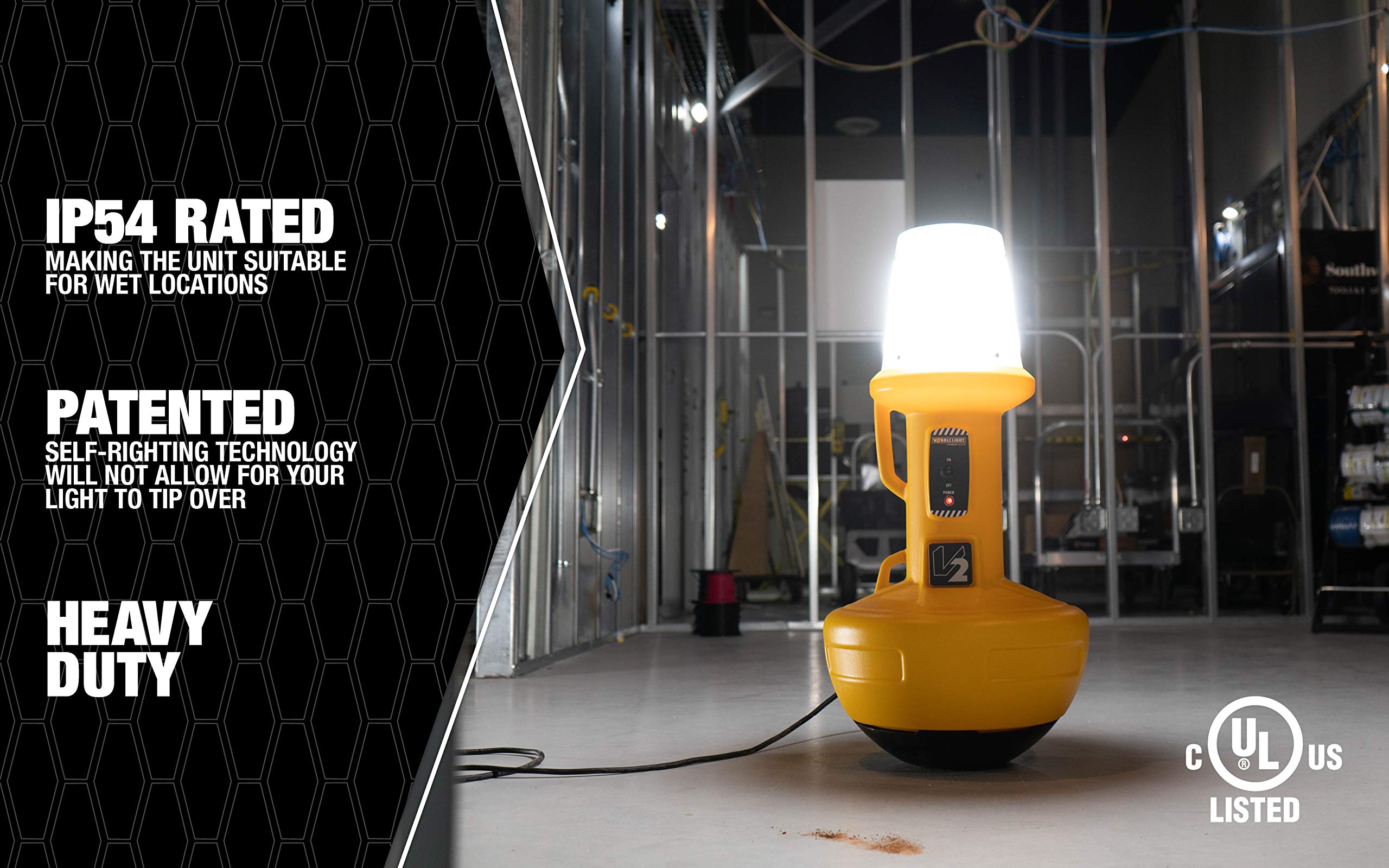 Wobble Light Self-Righting LED 111301LED V2 Jobsite Light; 150W; 12;000 Lumens; 1 Count (Pack of 1); Yellow
