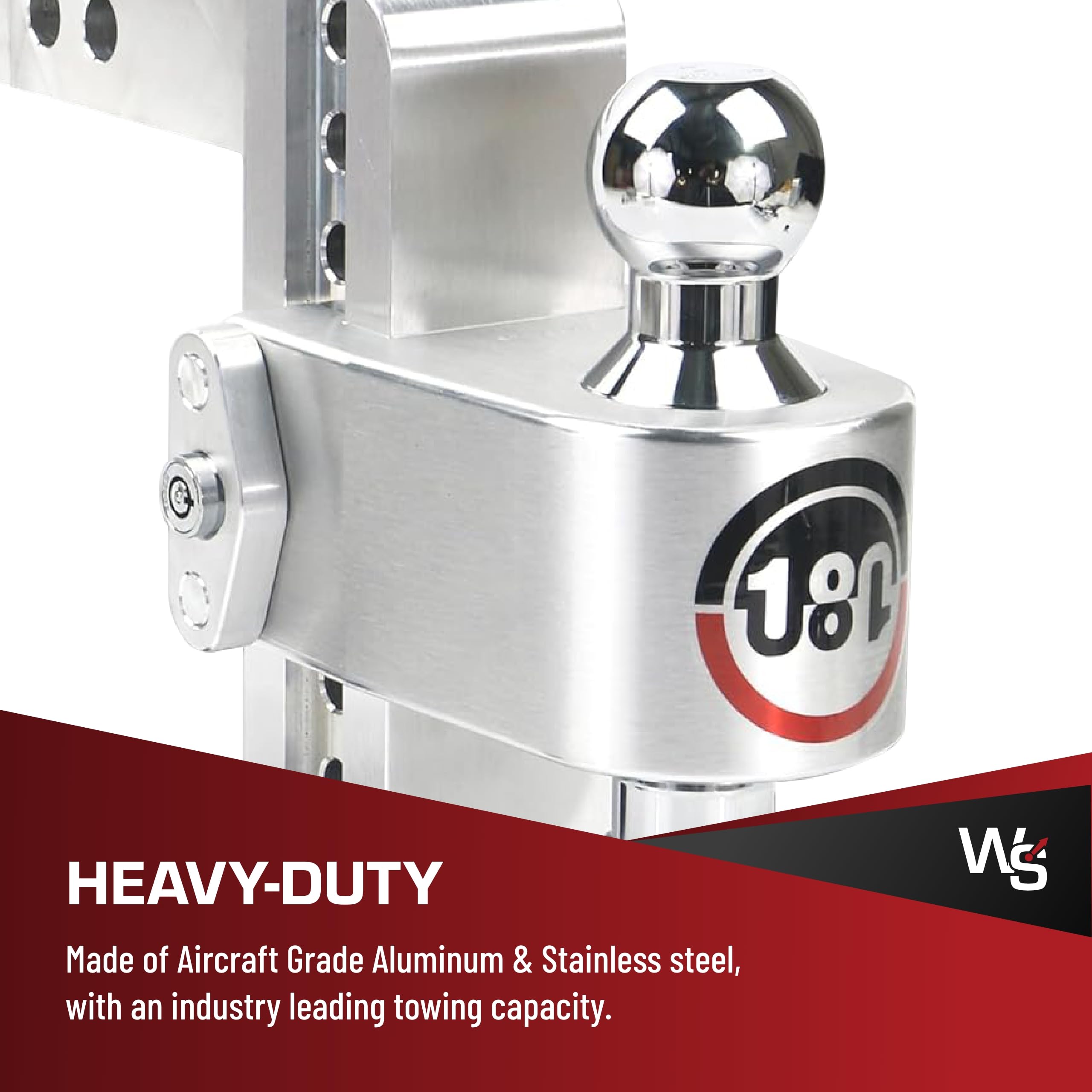 Weigh Safe Adjustable Hitch Trailer Ball Mount, 6" Adjustable Drop Hitch for 2" Receiver w/ 2 pc Keyed Alike Lock Set, Heavy Duty Aluminum Trailer Tow Hitch w/ Chrome Plated Tow Balls, 12,500 lbs GTW