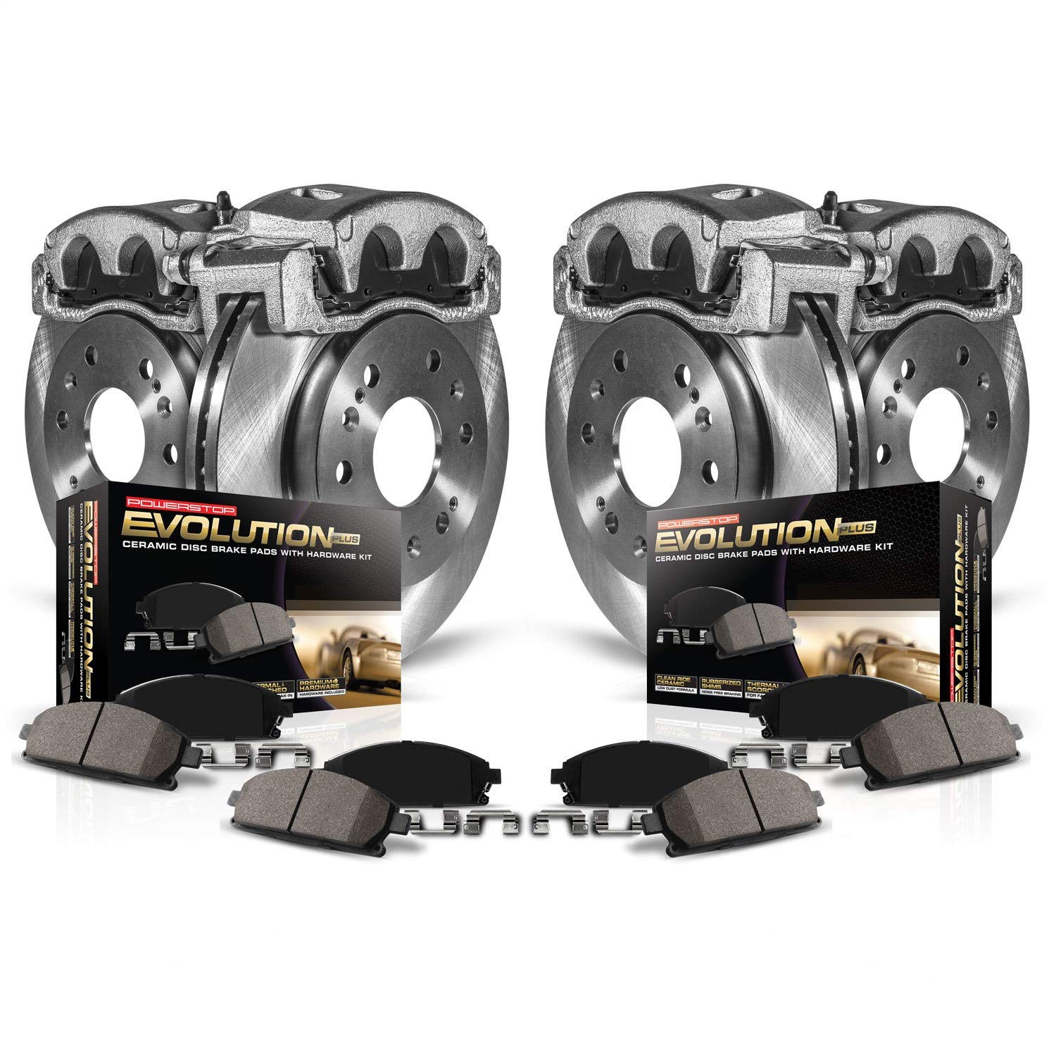 Power Stop Autospeciality KCOE7630 Replacement Front and Rear Caliper Kit- OE Rotors, Ceramic Brake Pads, Calipers For SC, SC1, SC2, SL, SL1, SL2, SW1, SW2 [Model Specific]