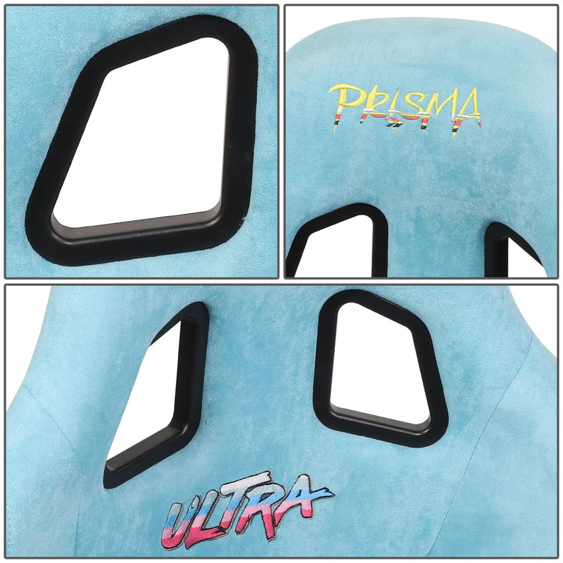 NRG Innovations FRP Bucket Seat NRG-FRP-303TL-ULTRA Teal Vegan Microfiber Material with Grey Pealized Back Plus Phone Pockets. (Medium)