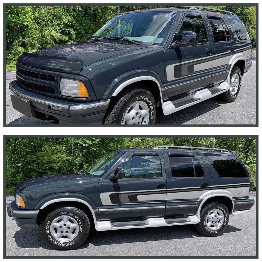 Left Side Glossy Black Manual Side Mirrors Compatible with Spec-D Tuning Chevrolet Chevy S10 1994-2001