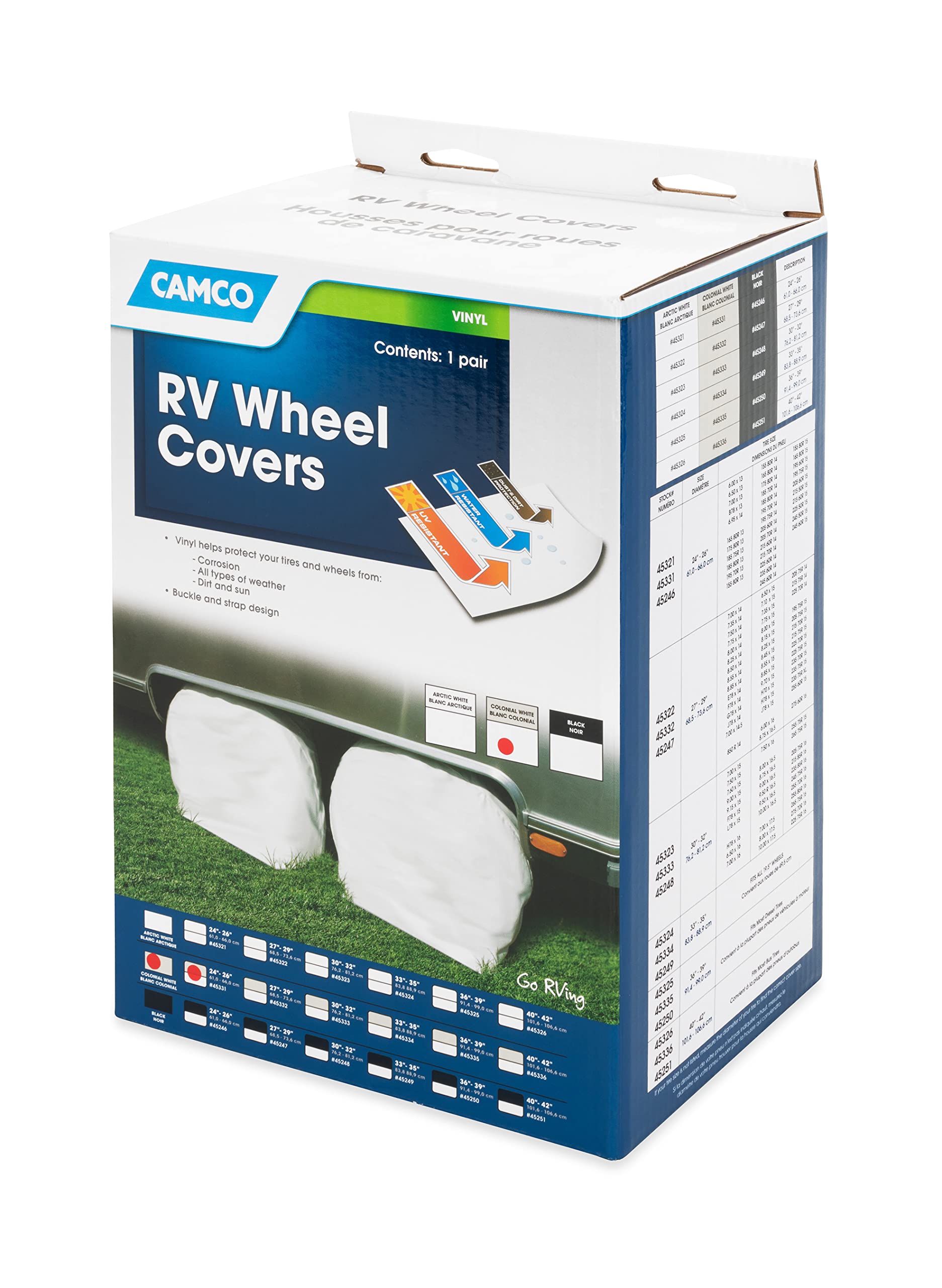 Vinyl Wheel & Tire Protector Camco 45331, 2 Pack (24 inches - 26 inches, Off-White)