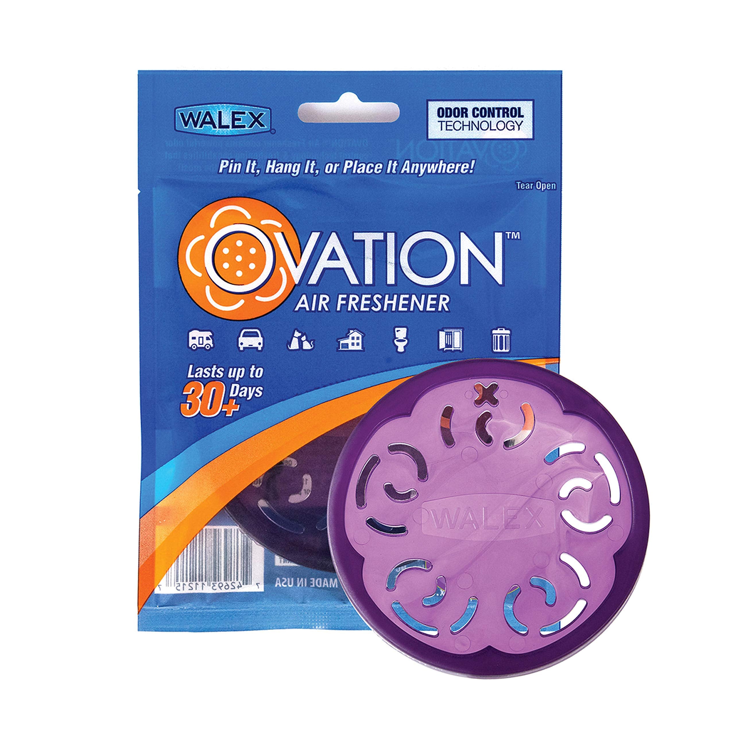 Ovation Portable Air Freshener Discs, Solid Odor Control Deodorizer for RV Trailers, Toilets, Boats, Cars, OVAFLAV1, Lavender, Pack of 1