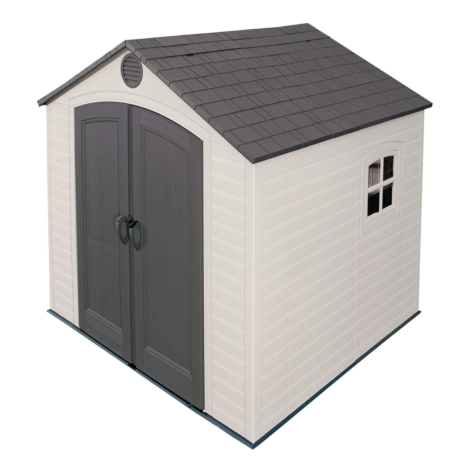 Outdoor Storage Shed Lifetime 6411 with Window, 8 by 7.5 Feet, Putty/Brown