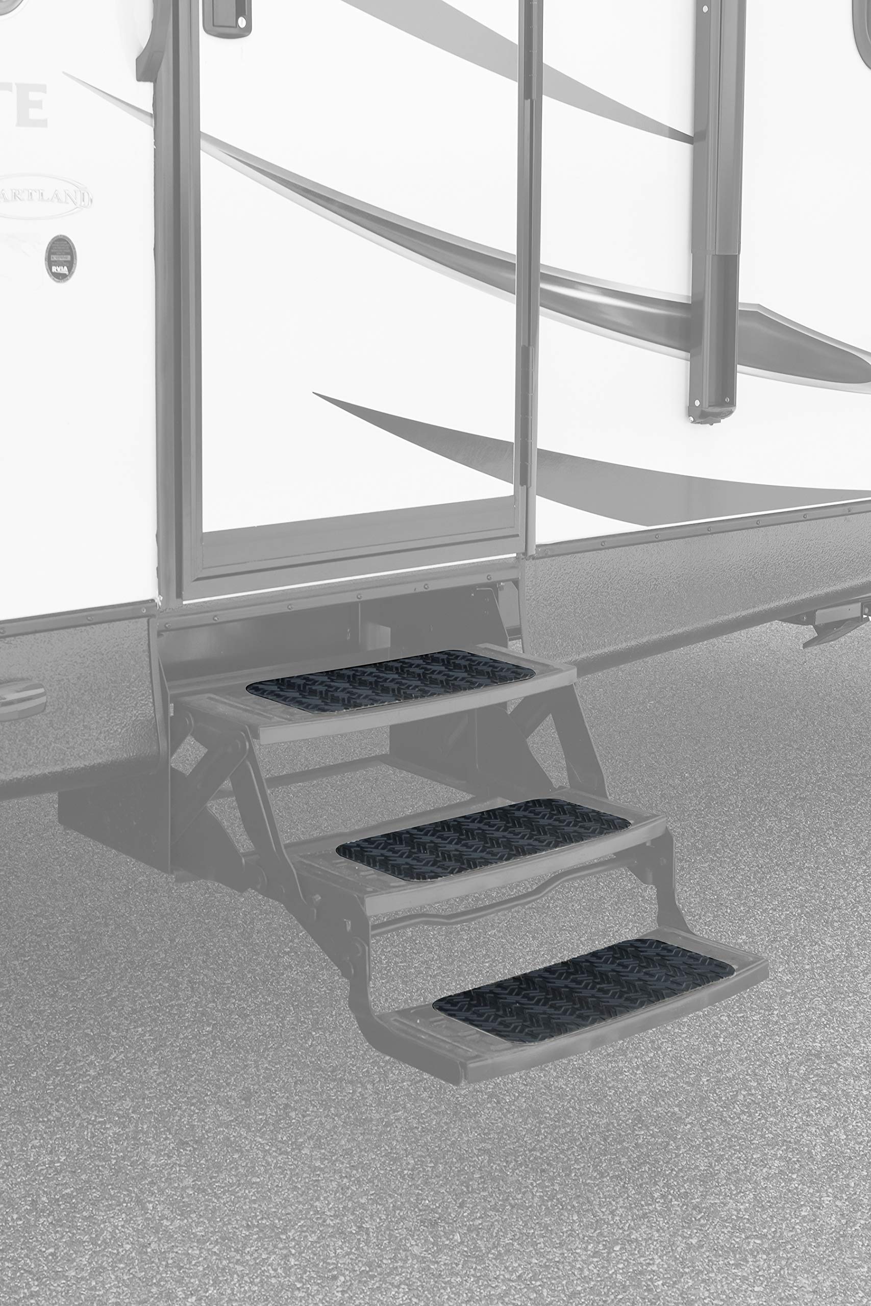 Camco RV Step Treads 42970, 3 Pack - Ideal Traction and Surface Protection for RV Steps and Cargo Ramps - Securely Adheres to Most Surfaces, Black
