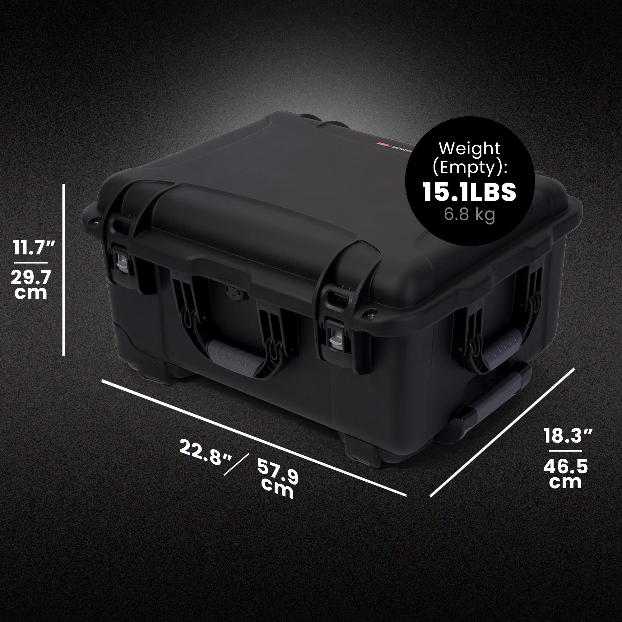 NANUK 950 Hard Case with Wheels and Custom Foam Insert 15 UP, IP67 Waterproof & Crushproof, Rugged Construction for Ultimate Protection, Made in North America – Black (22”.8 x 18.3” x 11.7”)