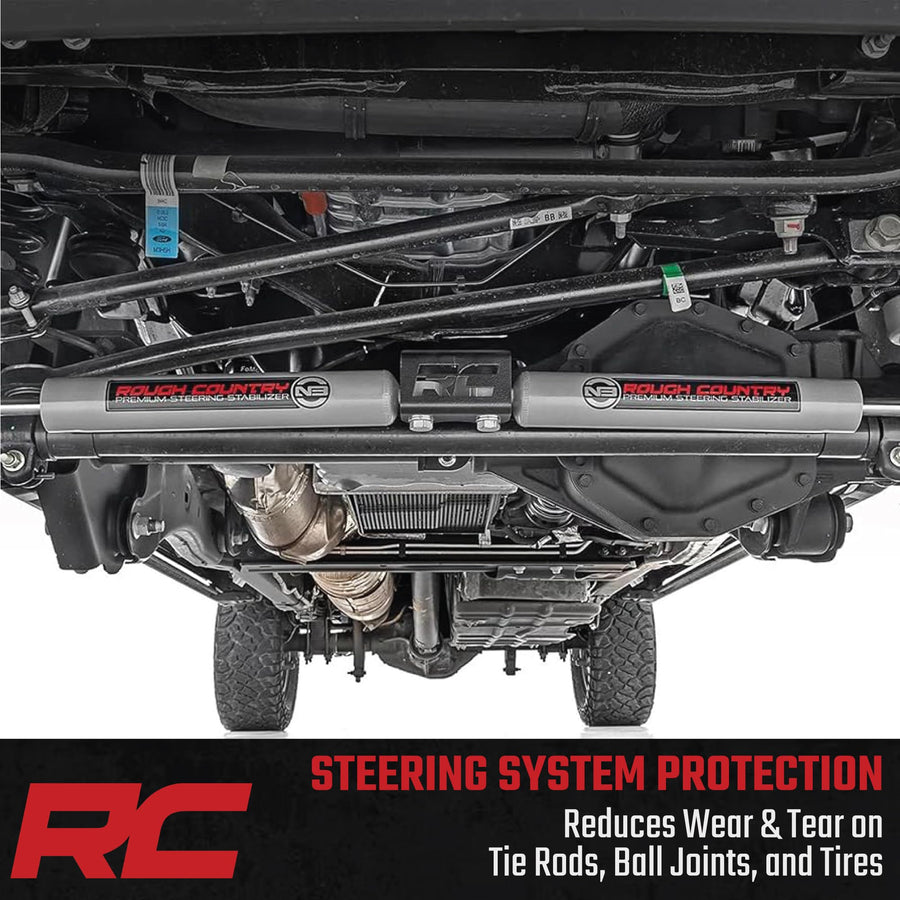 Rough Country Dual N3 Steering Stabilizer for 07-18 Jeep Wrangler JK - 8734930