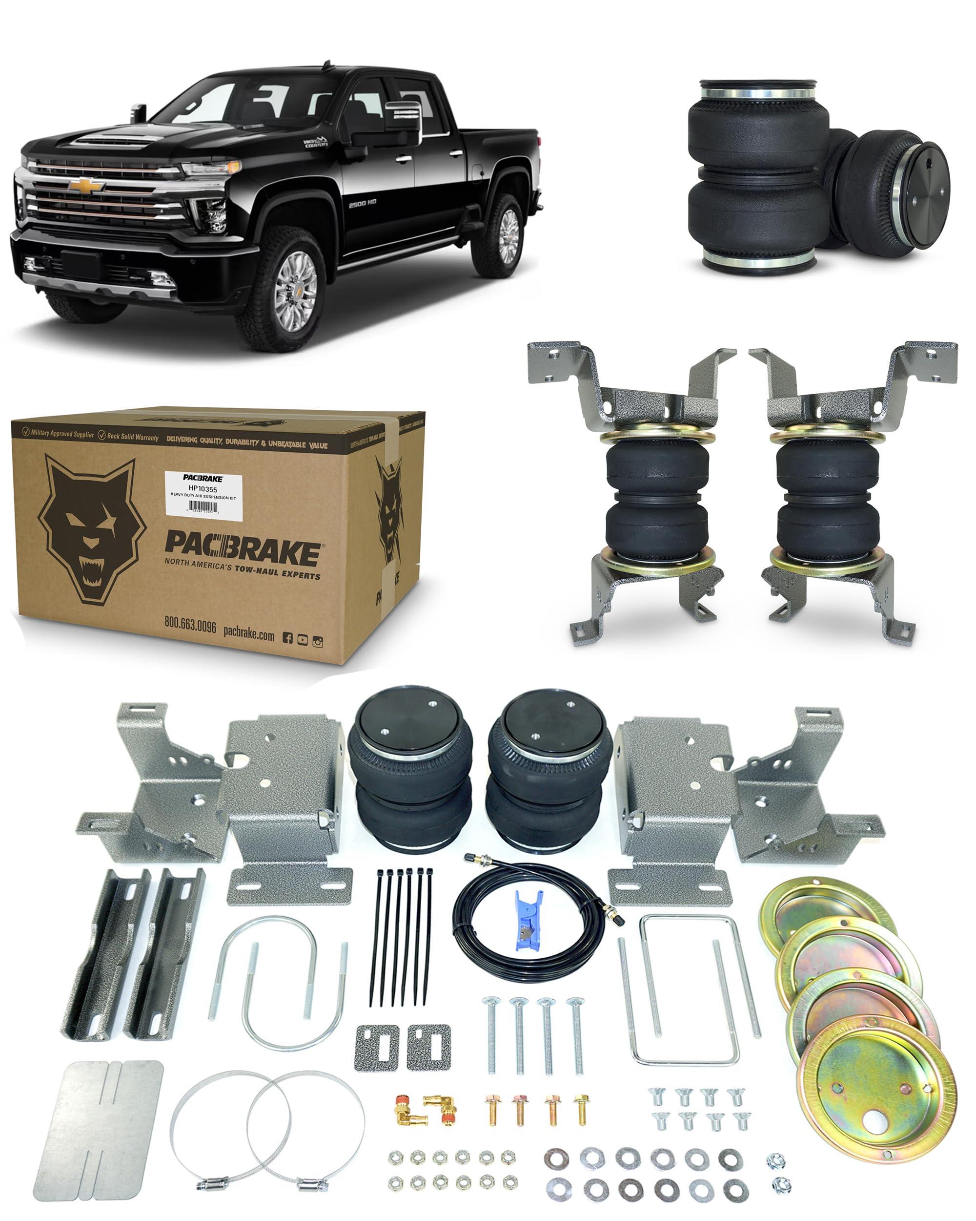 Pacbrake ALPHA XD HP10355-X 7500 lb Air Suspension Kit Compatible with Chevrolet Silverado/GMC Sierra 2500HD/3500HD 2020-2022