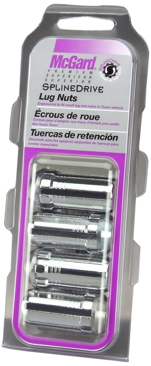 Chrome McGard Cone Seat Spline Drive Lug Nut (M14 x 1.5 Thread Size) Set of 4