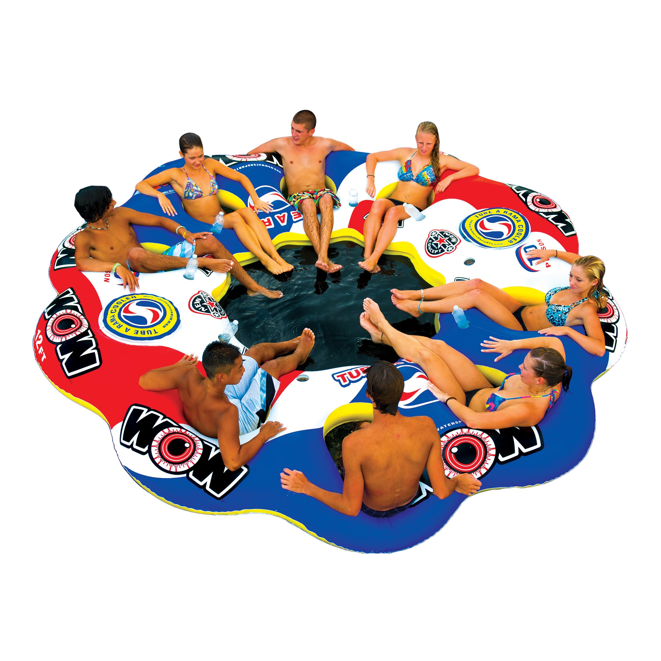 WOW Sports - Inflatable Floating Island Tube A Rama For Up To 10 people - Water Raft Tube For Adults
