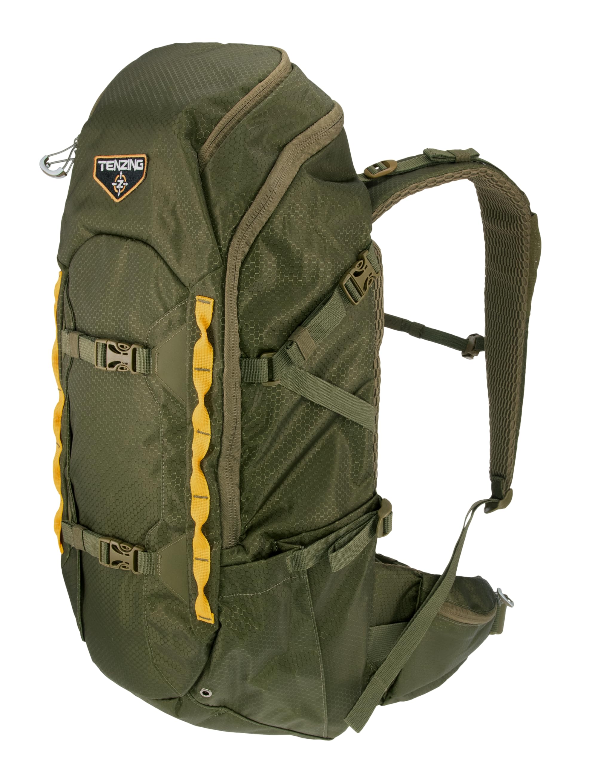 Whitetail Day Pack TENZING 2300, Olive Green | Rugged Durable Camo Hunting Backpack with 4 Compartments & 13 Organizational Pockets, Hydration Bladder Compatible