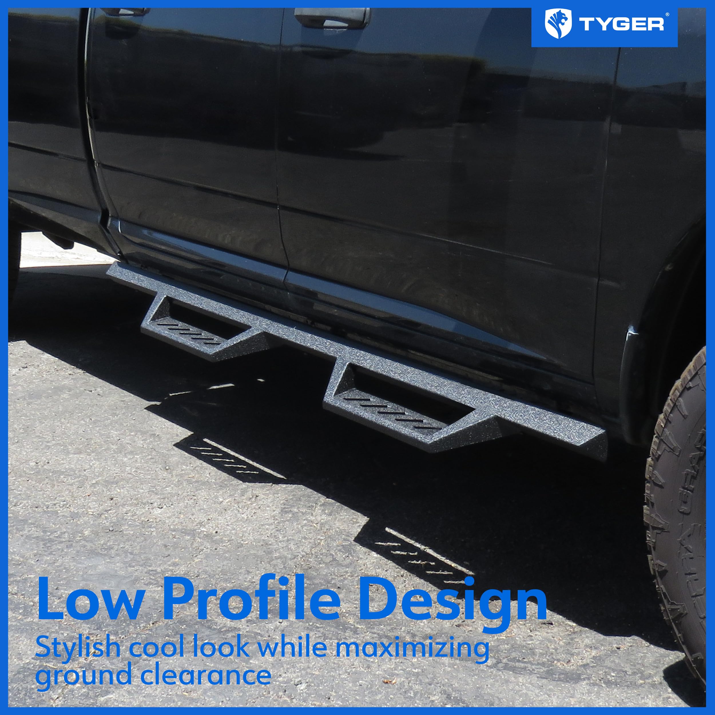 Tyger Auto LanderX Running Board Compatible with 2009-2018 Dodge Ram 1500; 2010-2026 2500 3500; Classic 2019-2024 | Crew Cab | TG-LX3D82348 | Drop Step Side Step Rail Nerf Bars