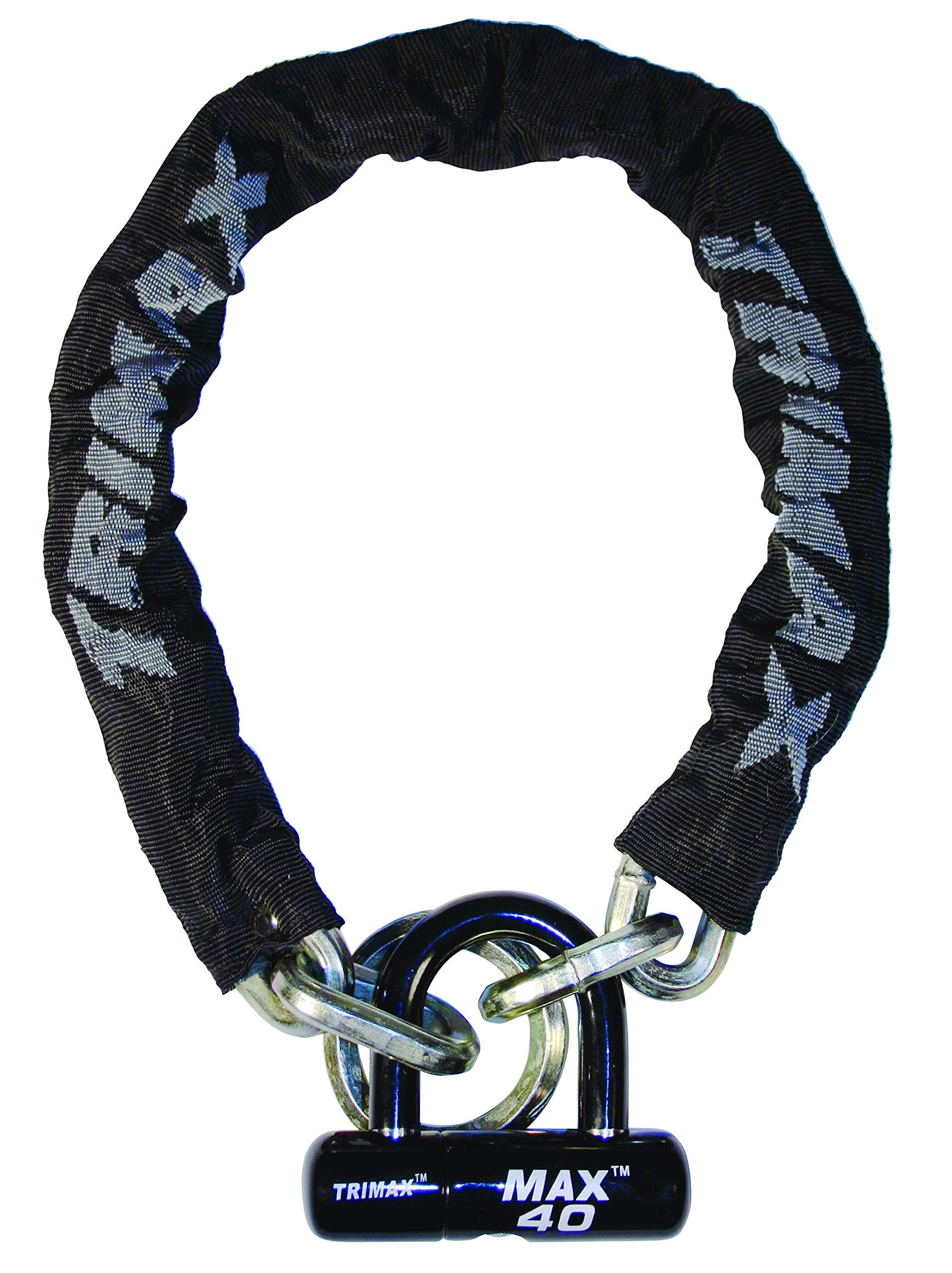 Trimax Super Chain Thex 3' 3" L with 12Mm Links & Max40 Disk Lock THEX3340, Wrap Packaging, Black