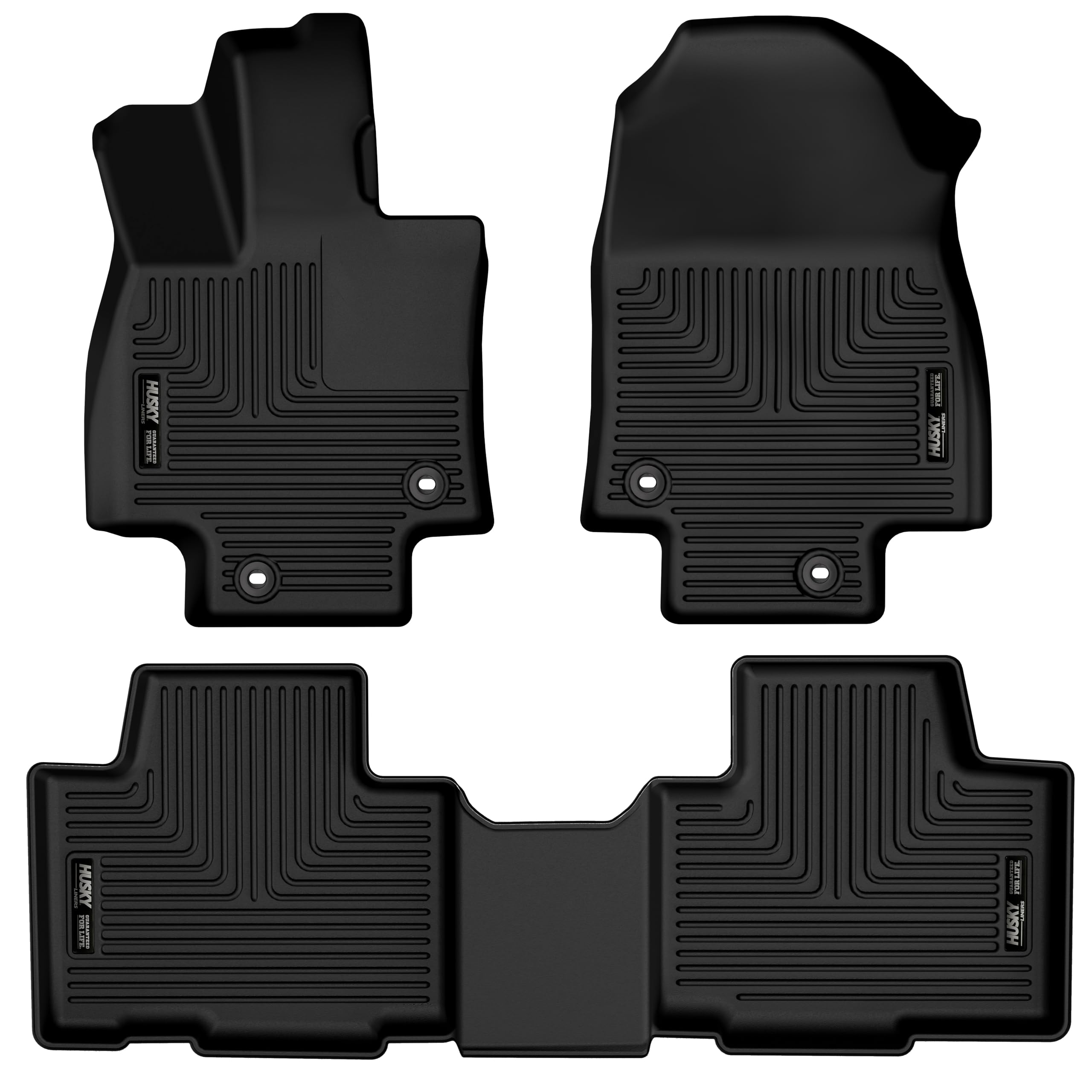 Husky Liners Floor Mats Weatherbeater | Fits 2024-2025 Toyota Grand Highlander & Lexus TX350 | Front & 2nd Row, 3-pc Black - 99351