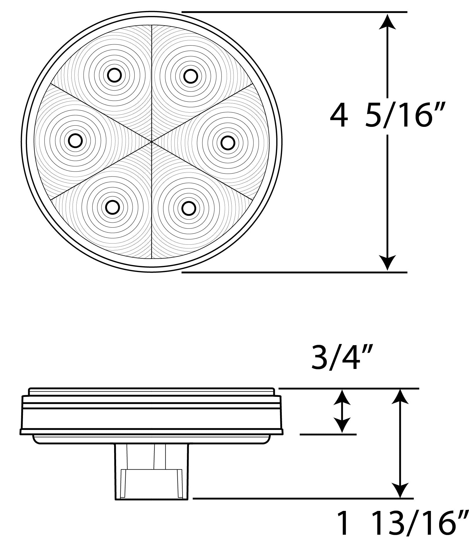 4" Round Optronics STL13RBP Sealed LED Stop/Turn/Tail Light, Red
