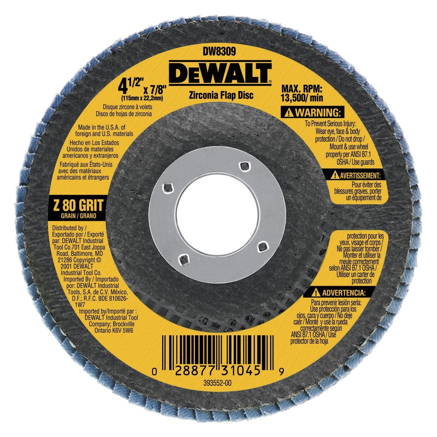 36-Grit 4-In. Zirconia Flap Disc