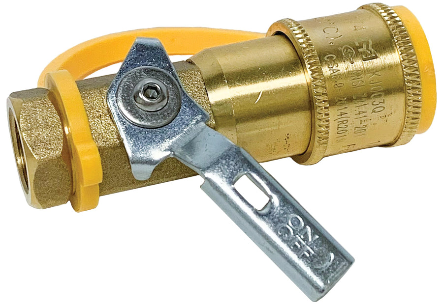 Low Pressure Suburban Propane Quick Connect Adapter, Female Quick Connect x 1/4" Female NPT, Incorporated Shutoff Valve