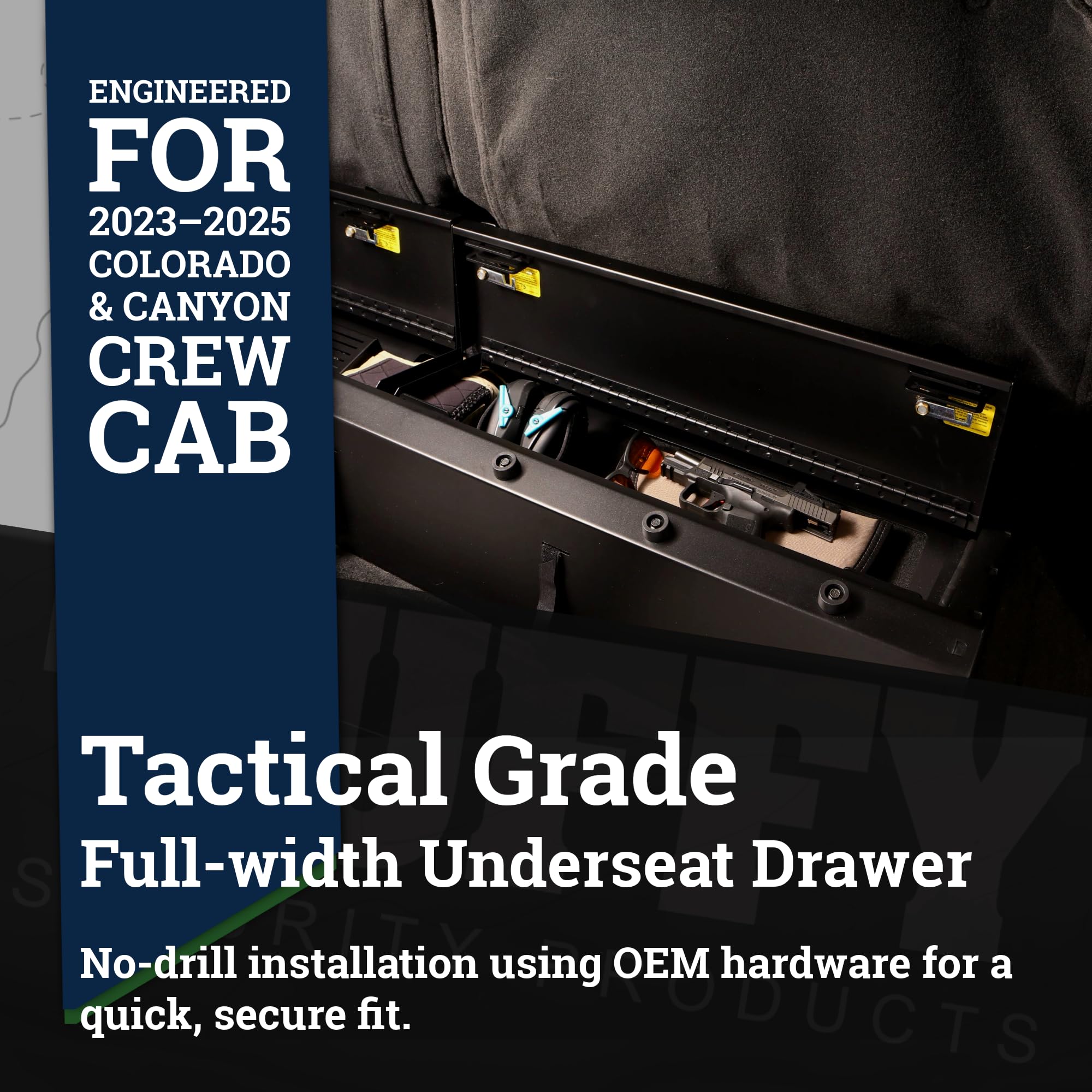 Tuffy Lockbox Rear Underseat for 2023–2025 Chevy Colorado & GMC Canyon Crew Cab – Heavy-Duty Steel Security Storage Safe with OEM Fit – Key Lock