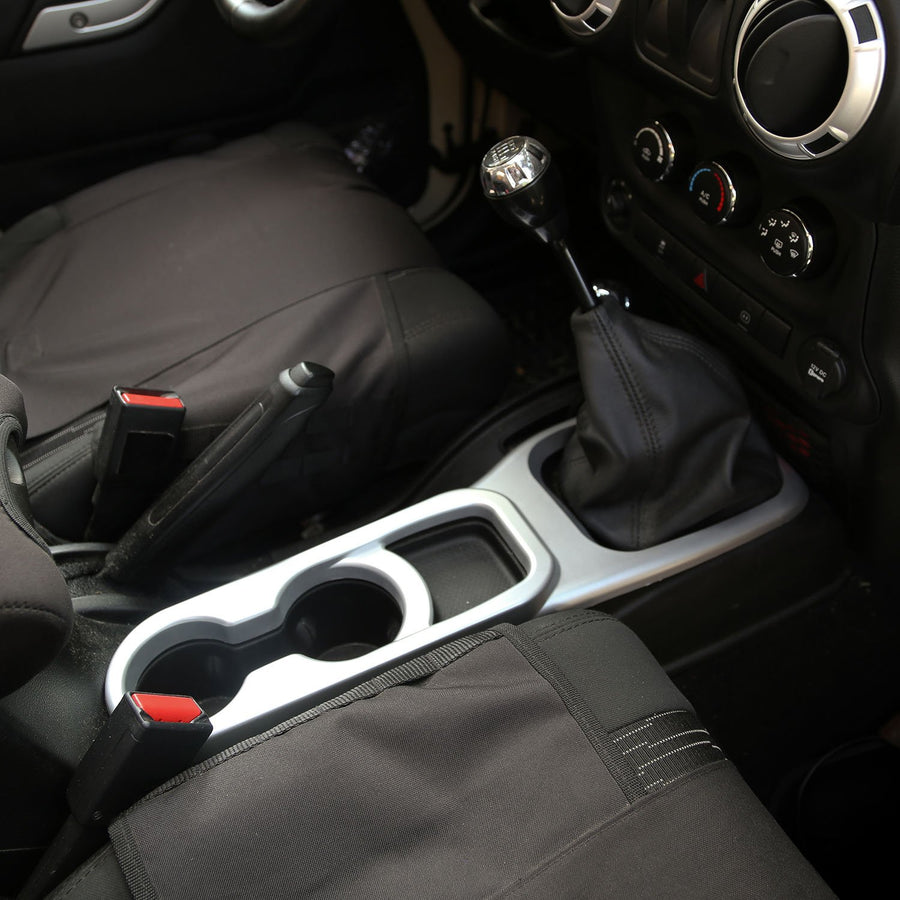 Rugged Ridge Cup Holder Trim 11152.23, Center Console, Brushed Silver, Manual; 11-18 JK