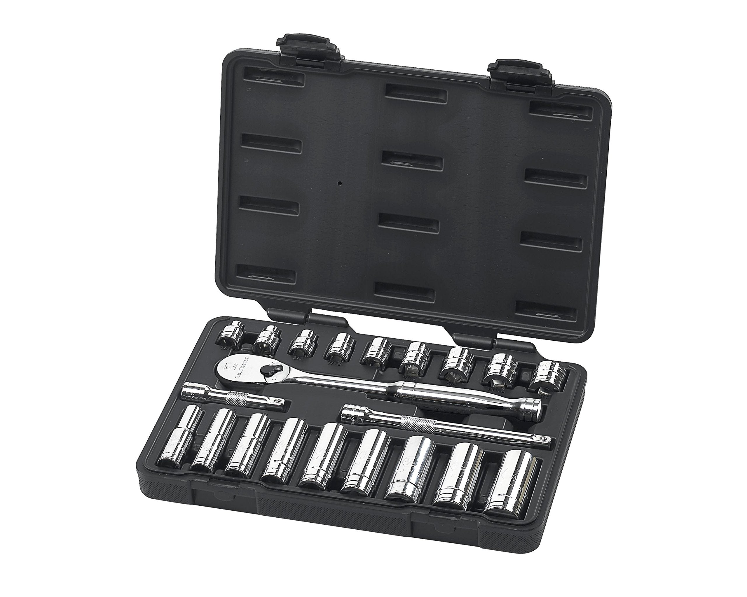 3/8" Drive GEARWRENCH 21 Pc. Standard & Deep 6 & 12 Pt. Mechanics Tool Set, SAE - 80557