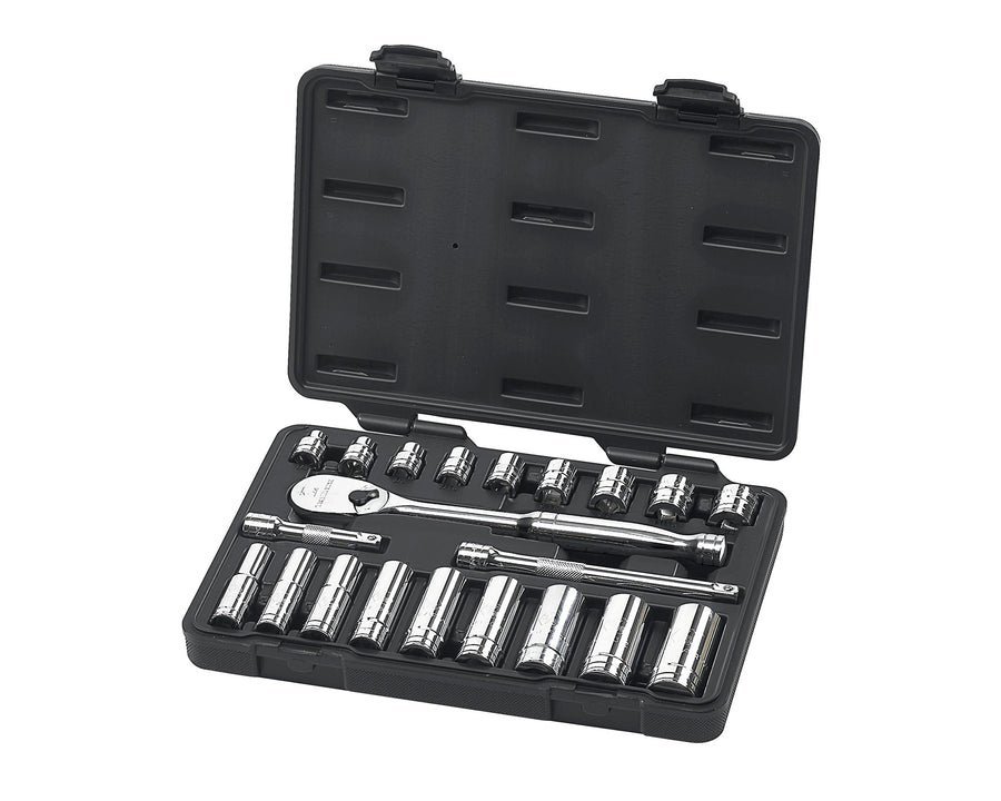 3/8" Drive GEARWRENCH 21 Pc. Standard & Deep 6 & 12 Pt. Mechanics Tool Set, SAE - 80557