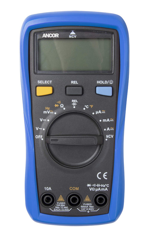 703073 Ancor True RMS 12-Function Digital Multimeter, Blue/Black