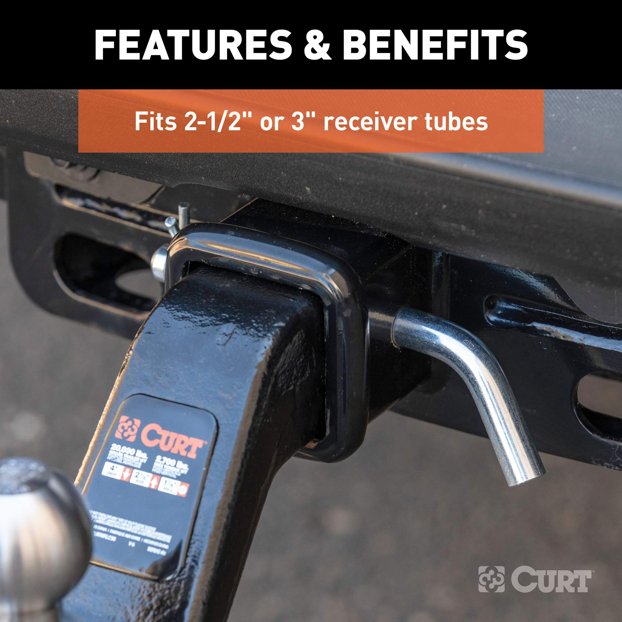 CURT Heavy-Duty 21506 Trailer Hitch Pin & Clip with Grooved Head, 5/8-Inch Diameter, Fits 2-1/2 or 3-Inch Receiver