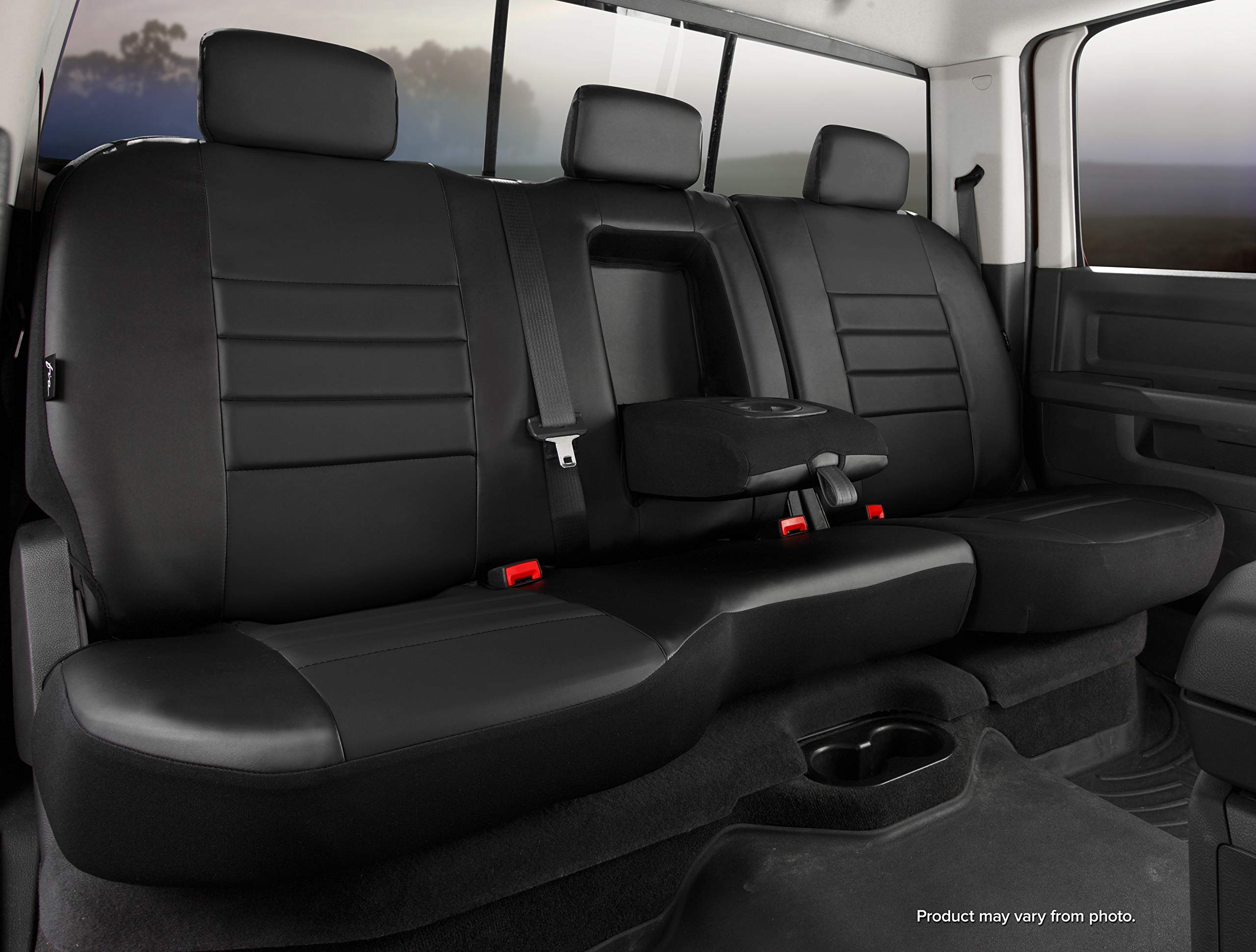Custom Fit Rear Seat Cover FIA SL62-87 BLK/BLK, Split Seat 40/60 - Leatherette (Solid Black)