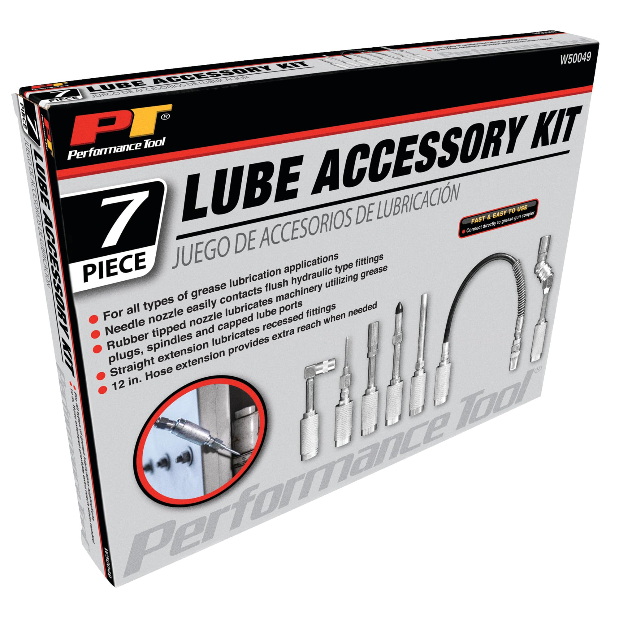 W50049 Performance Tool Cordless Grease Gun Accessories, 7-Piece
